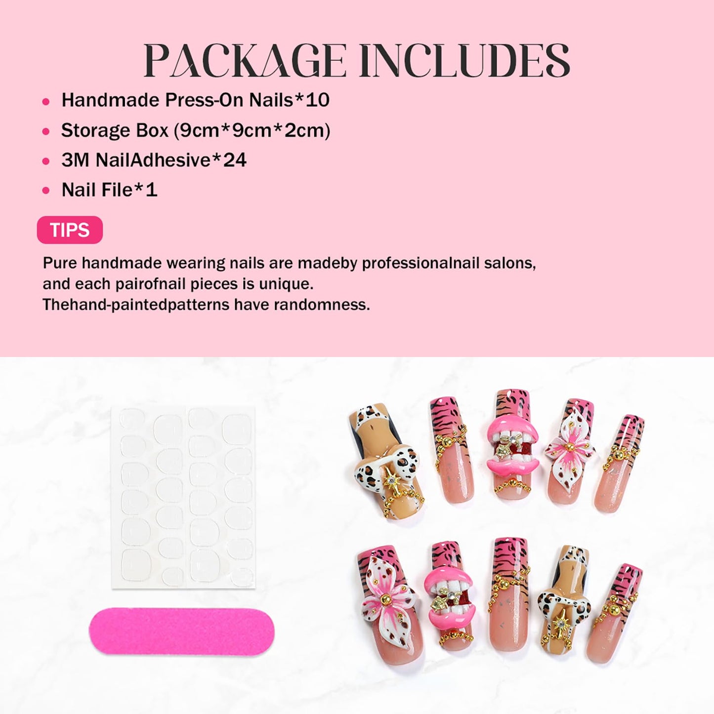 XGV Handmade Sheer Nude Base with 3D White Floral Design & Pearl Accents - Reusable Acrylic French Tip