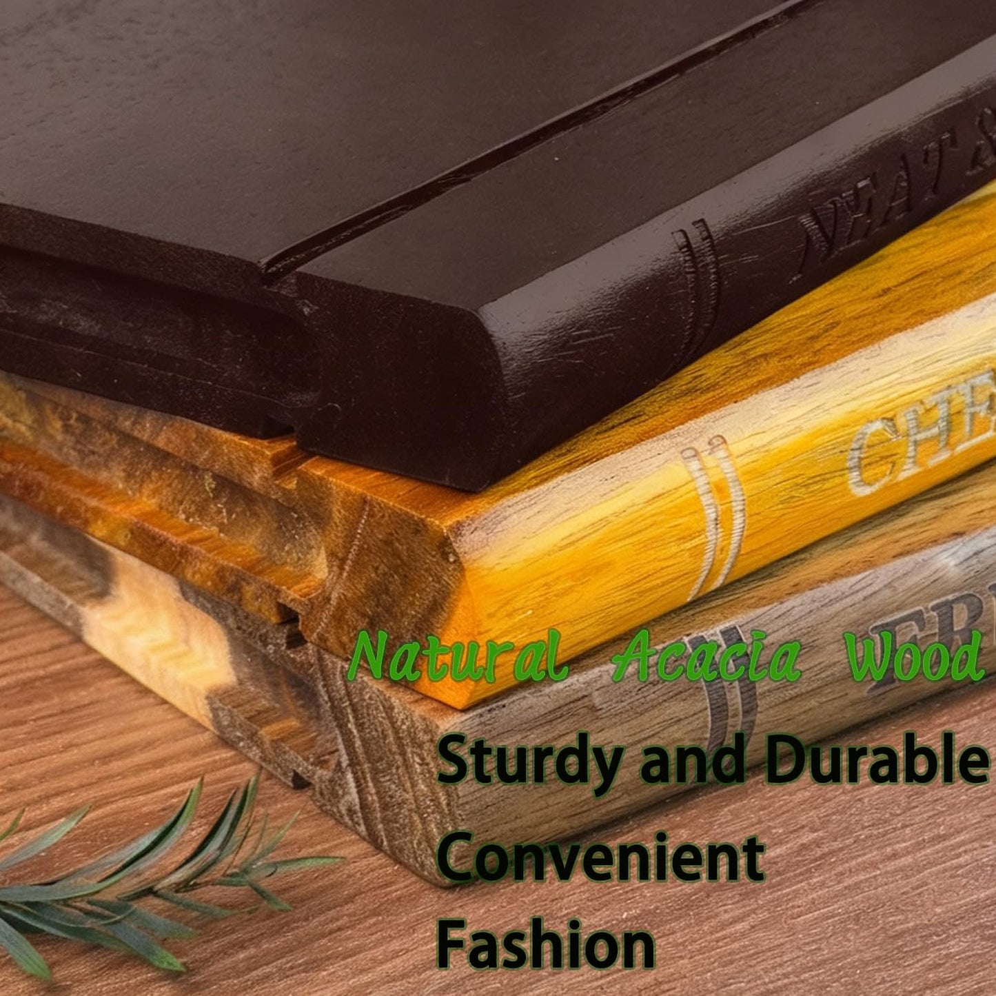 Cutting Board Book Set with Stand for Kitchen 3-Piece Acacia Wood Cutting Board Set That Looks Like Books for Vegetables, Cheese, Bread & Meat, Decorative Chopping Board Gift Set