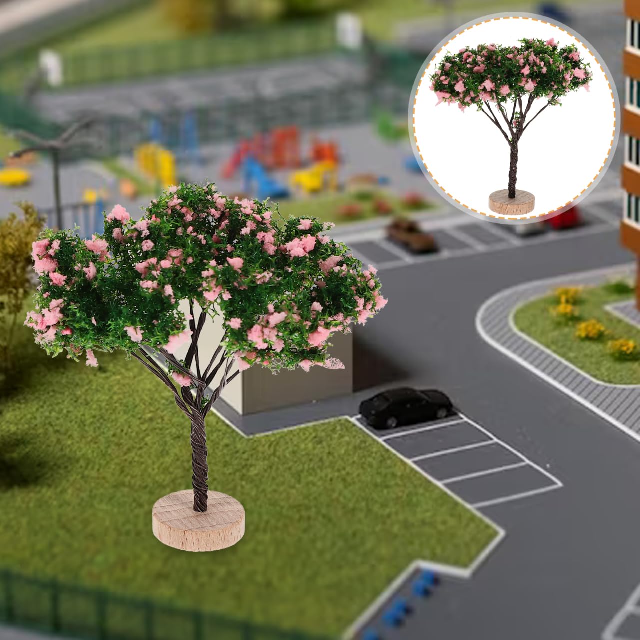 VINTORKY 2 Pack Miniature Landscape Trees Realistic Mini Model Trees Figurines with Base for DIY Crafts Supplies Zen Garden Sand Table