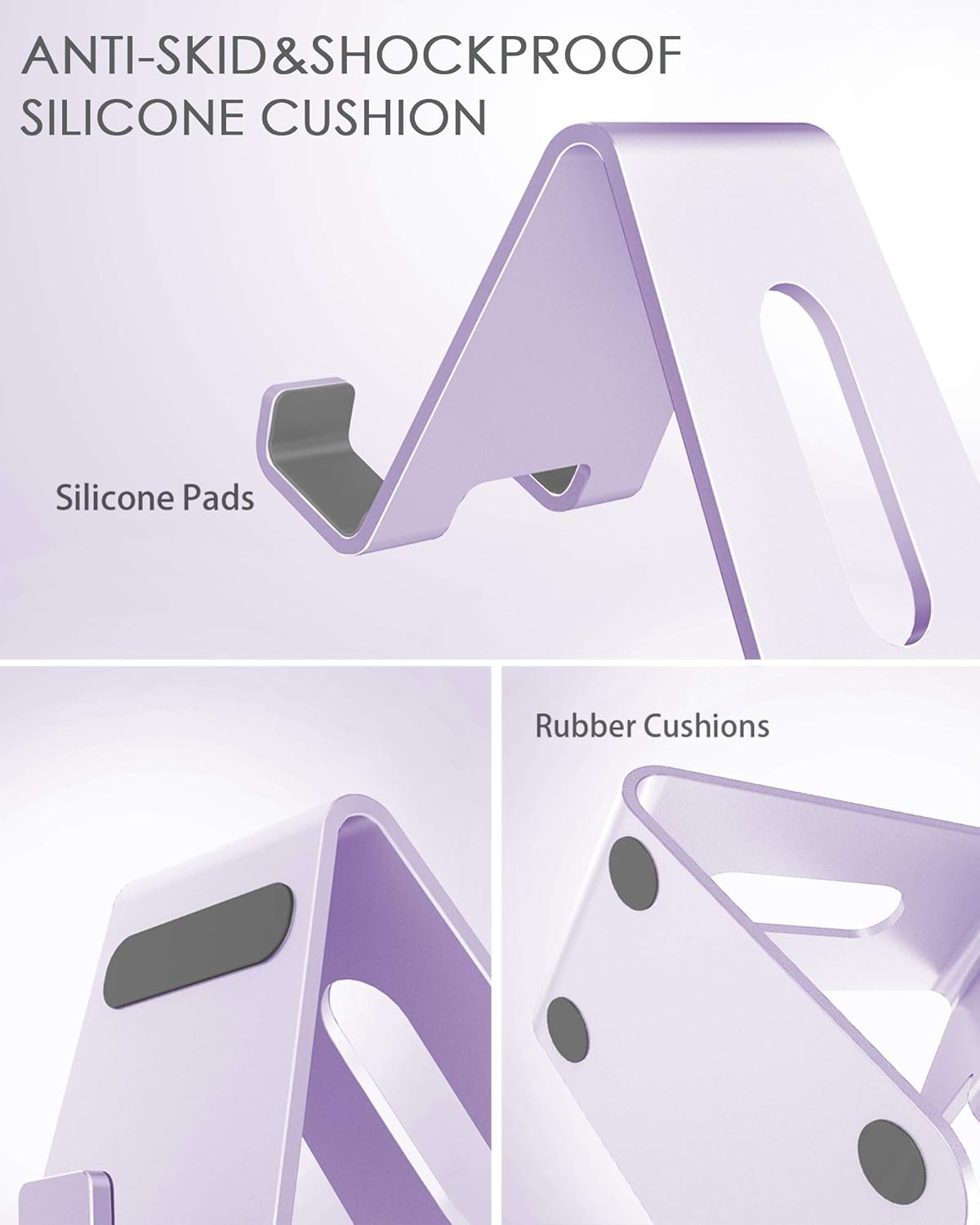 CreaDream Cell Phone Stand, Cradle, Holder,Aluminum Desktop Stand Compatible with Switch, All Smart Phone, iPhone 11 Pro Xs Max Xr X Se 8 7 6 6s Plus SE 5 5s-Purple