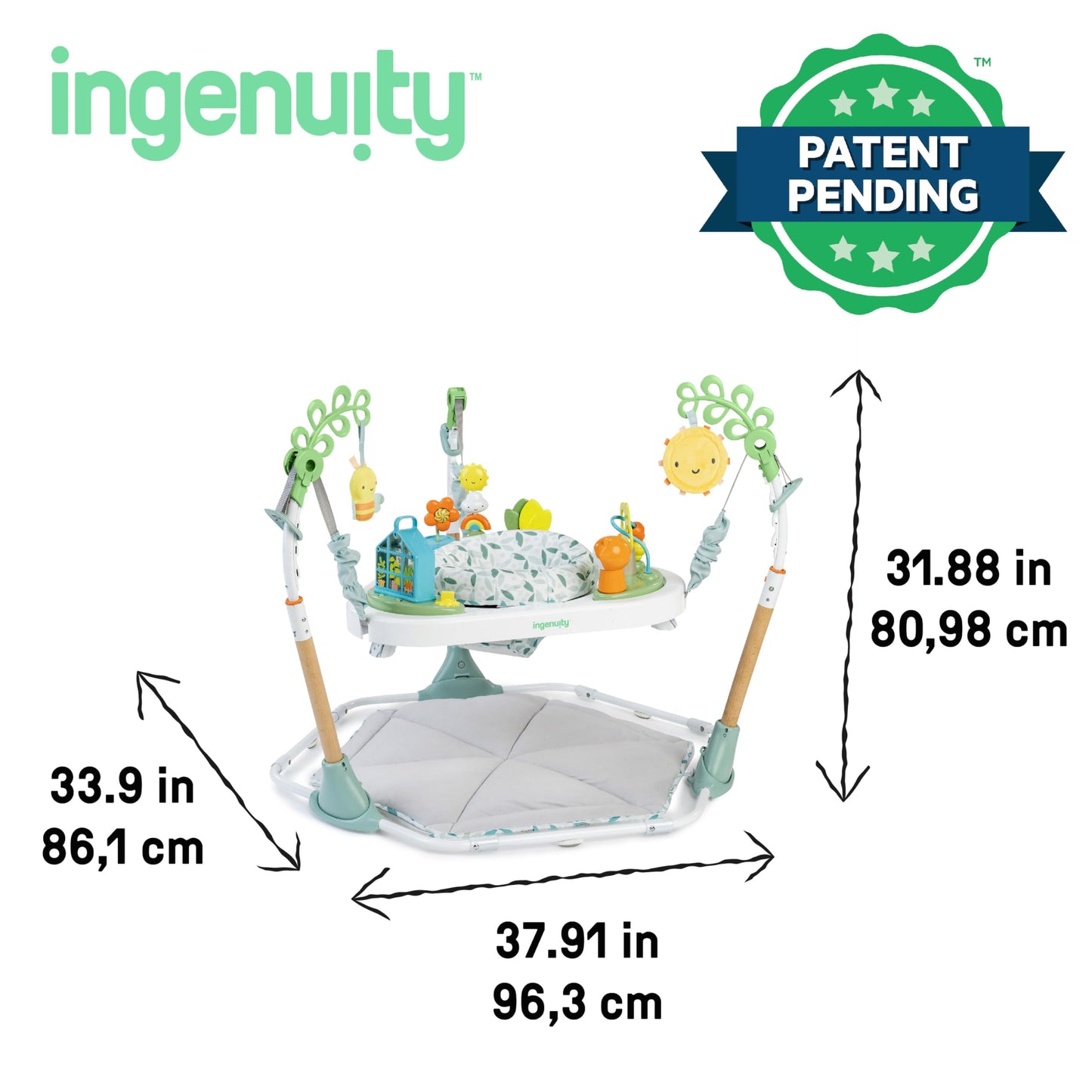 Ingenuity Tummy-to-Toes 6-in-1 Milestone Center, Play Gym, Foldable Mat, Music and Nature Sounds, Lights, Activity Jumper, Table, Playhouse, for Ages 0-48 Months
