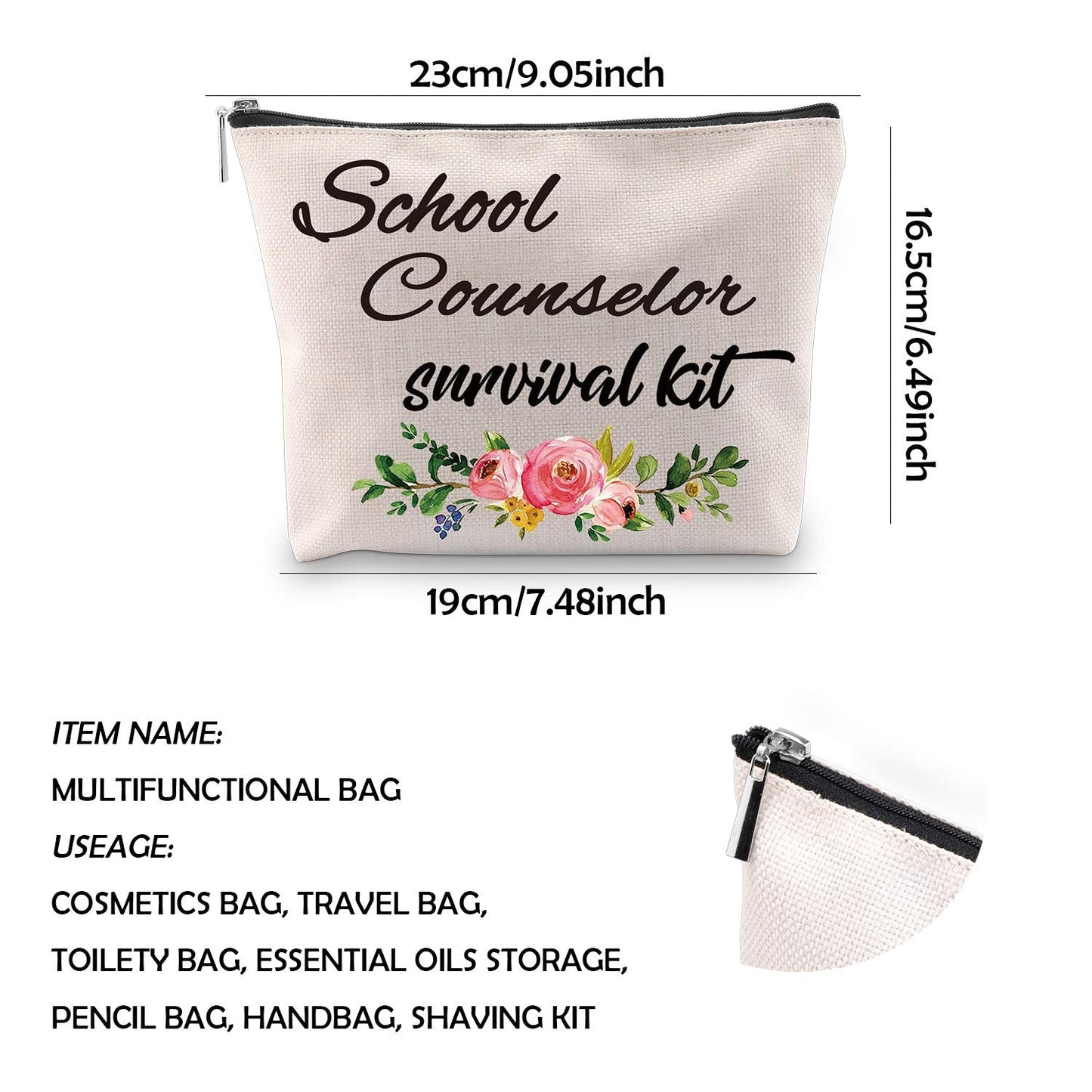 Generic WCGXKO School Counselor Gift Counselor Survival Kit Portable Travel Accessories Toiletry Bag Makeup Bag Talk Less Smile More