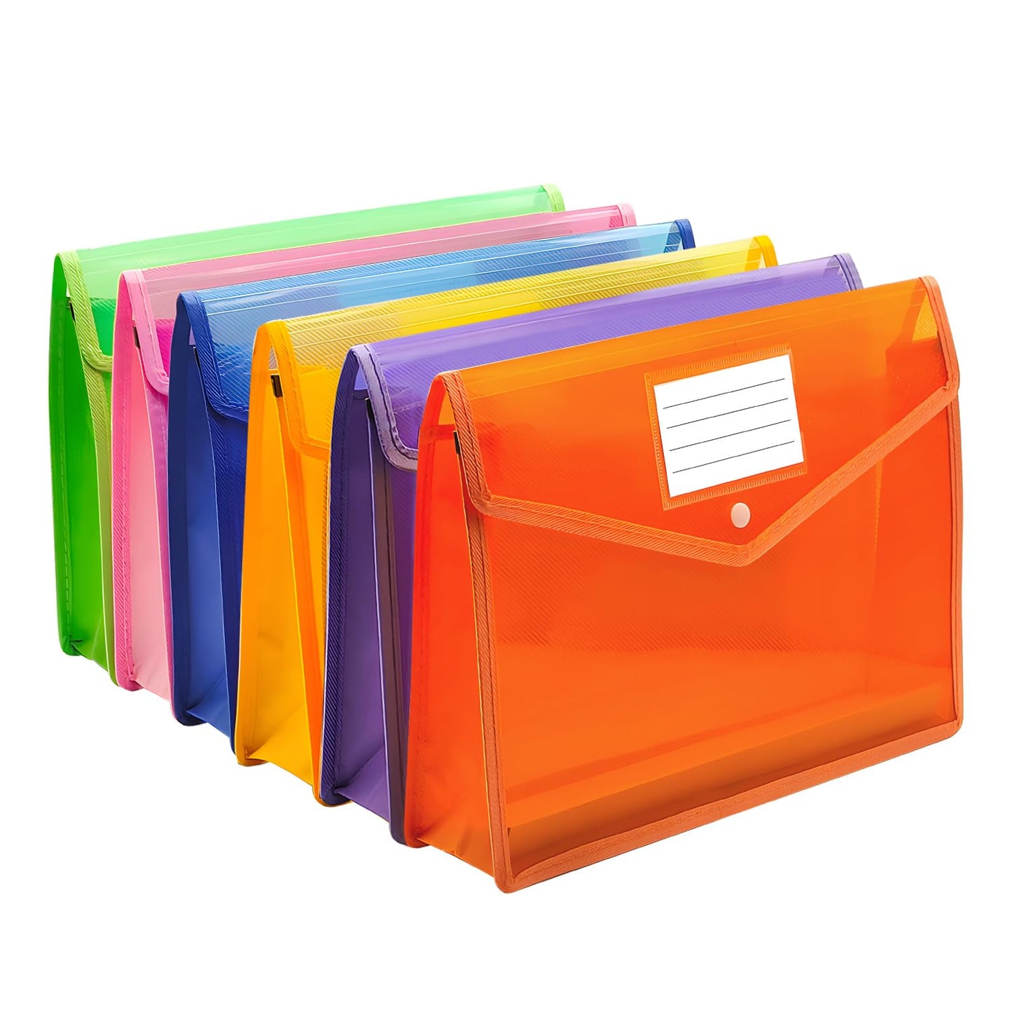 Ecerangus Plastic Expanding File Folder, Envelope Folders for Documents, Waterproof Transparent Expandable File Folder, Large Capacity, Fit Letter/A4 Size (Multicolor-6 Pack)
