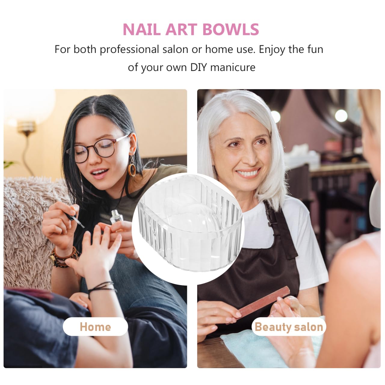 SOIMISS Acrylic Nail Soaking Bowl for Nail Polish Removal and Cuticle Softening Fits One Hand Suitable for Home Manicure Treatment Tray