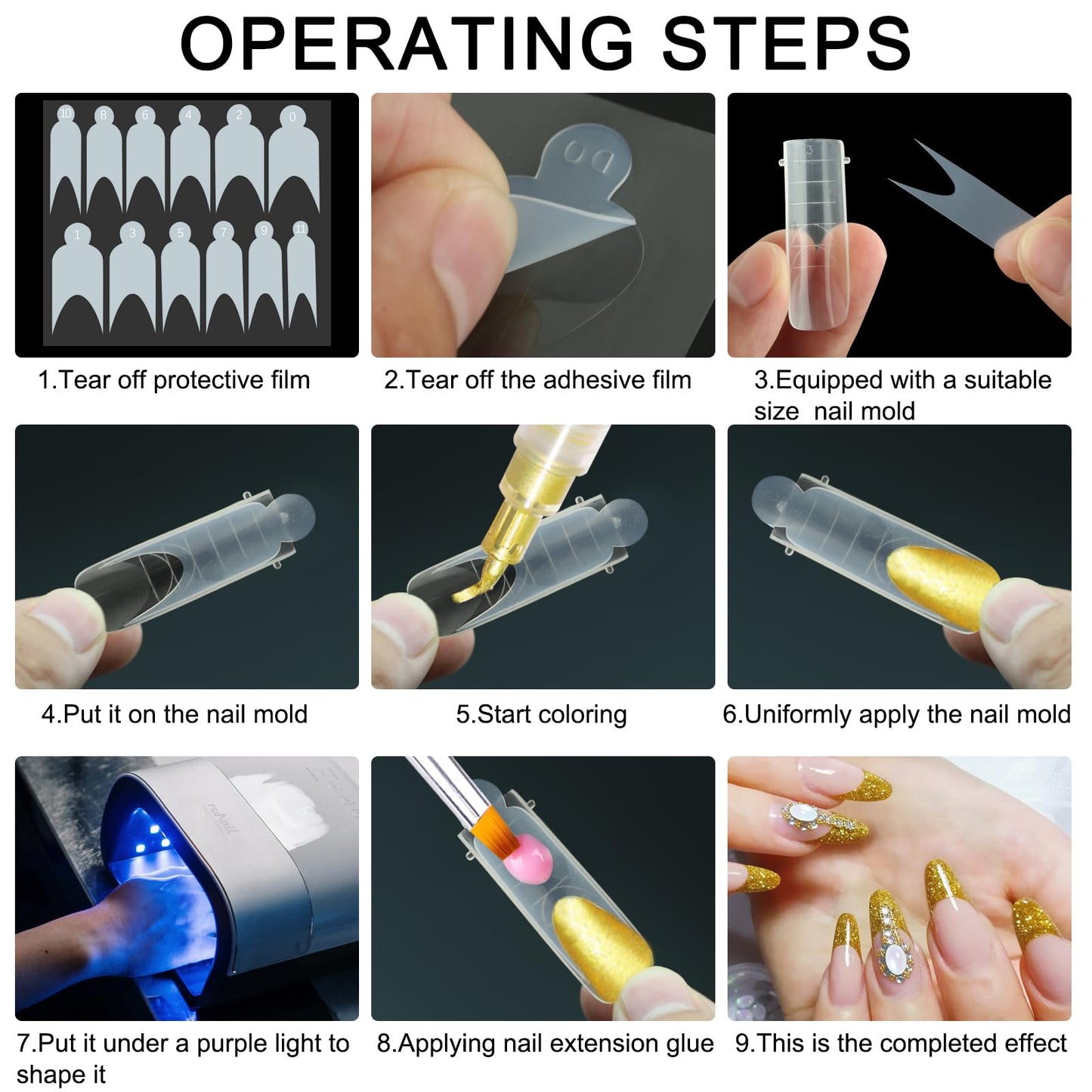 Vnjaoi 120 Pcs Poly Extension Gel Dual Nail Forms + 60 PCS Silicone French Manicure Stickers for Gel Manicure Art Design Salon DIY at Home