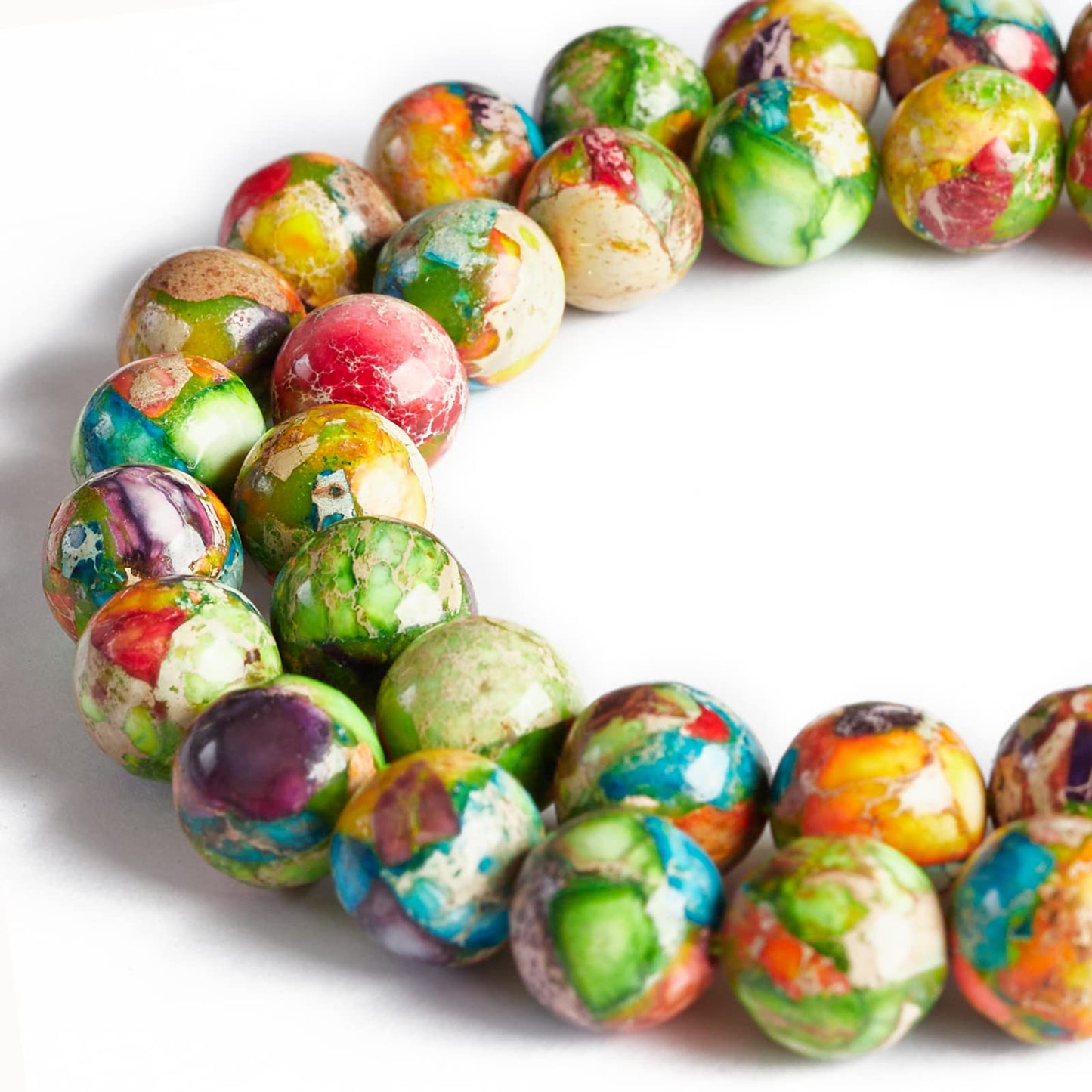 35pcs 10mm Natural Colorful Imperial Turquoise Beads Gemstone Beads Round Loose Beads for Jewelry Making