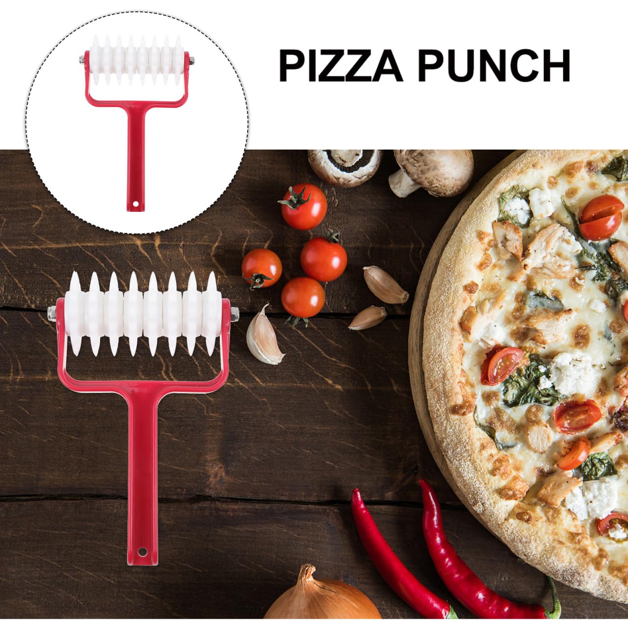 Zerodeko Pizza Dough Roller Docker 7.87 Inch Plastic Spike Wheel Kitchen Gadget for Even Pizza Crust Perforation and Bubble Prevention Baking Tool