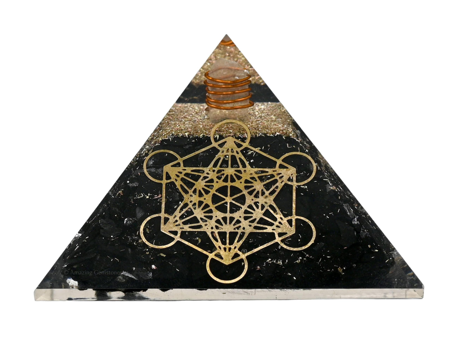 Amazing Gemstone Large Black Tourmaline Stone Orgone Pyramid Crystal, Metatron Cube, Positive Energy Healing