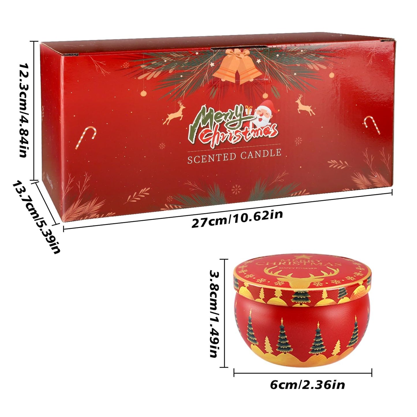 24 Packs Christmas Scented Candles Gift- Aromatherapy Candle-2.5oz Soy Wax-Long Lasting Burn time, Christmas,Advent, Thanksgiving Gifts, Home Decor