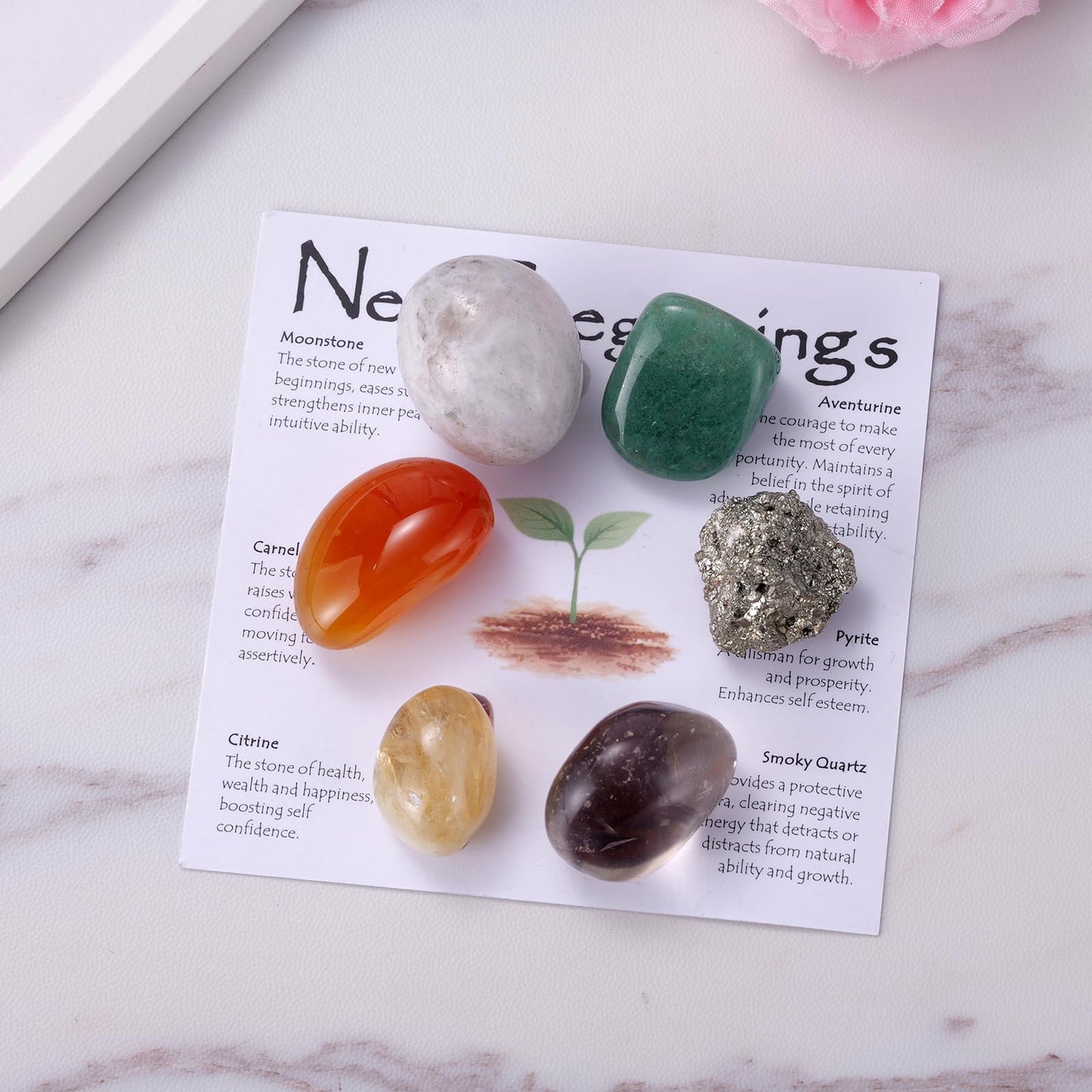 New Beginnings Crystal Set for Women, 6 Natural Healing Crystals for Fresh Start and New Chapter, Spiritual Encouragement Stones for Graduation Divorce New Job Moving Away Gift