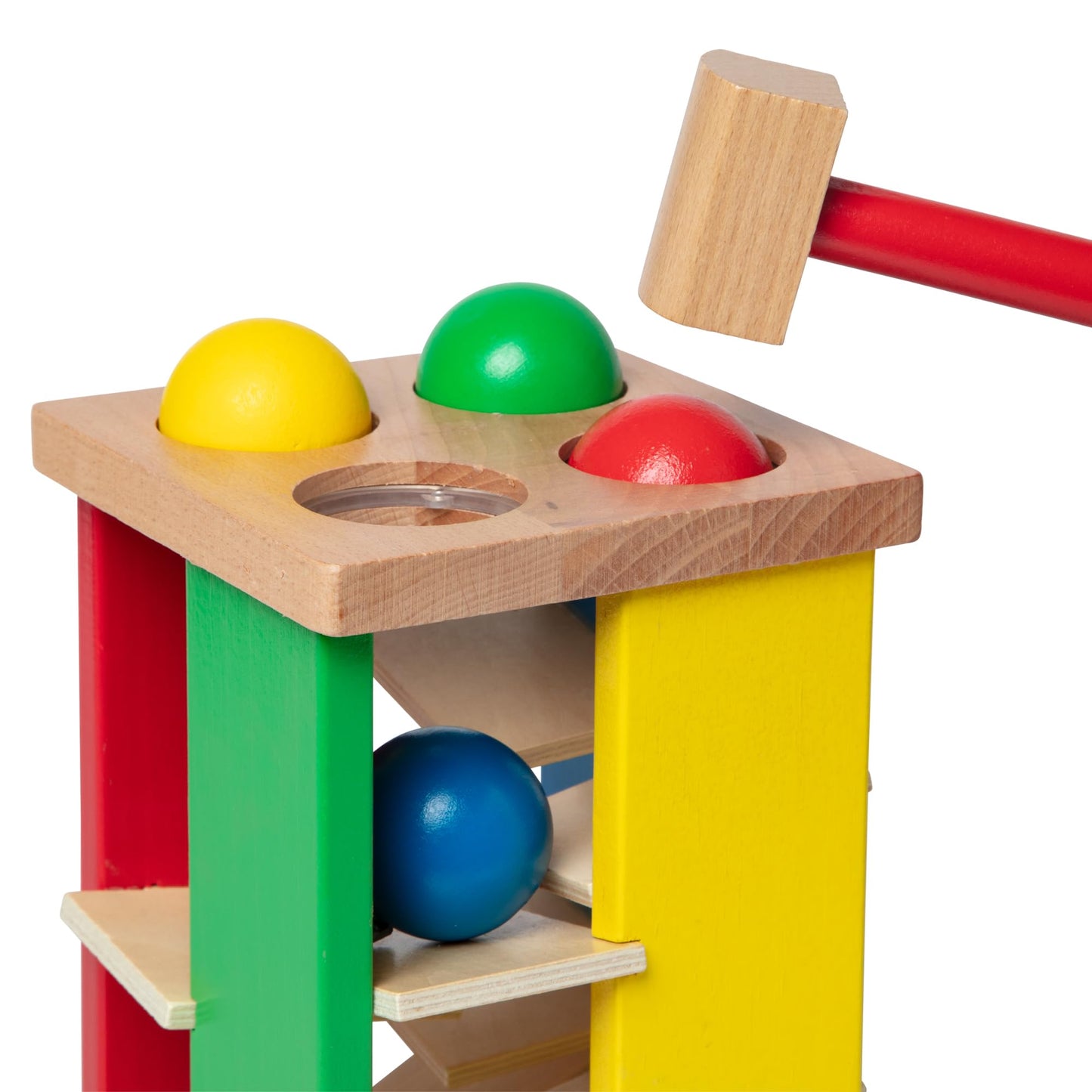 Melissa & Doug Deluxe Pound and Roll Wooden Tower Toy with Hammer, White