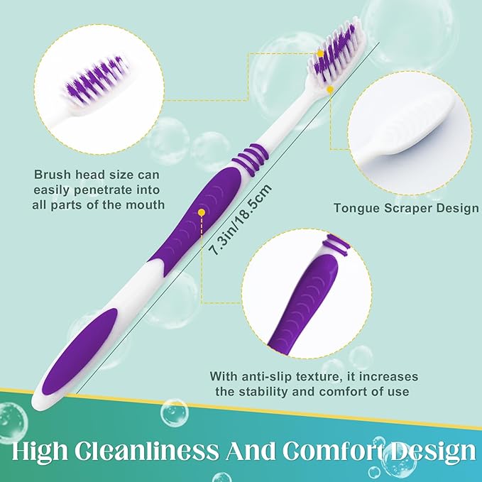 60 Pcs Toothbrush Bulk Disposable, Travel Toothbrushes Pack, Soft Bristle Individually Wrapped and Good Cleaning for Kids, Adult and The Elderly. Suitable for Hotel, Travel, Home, Donated