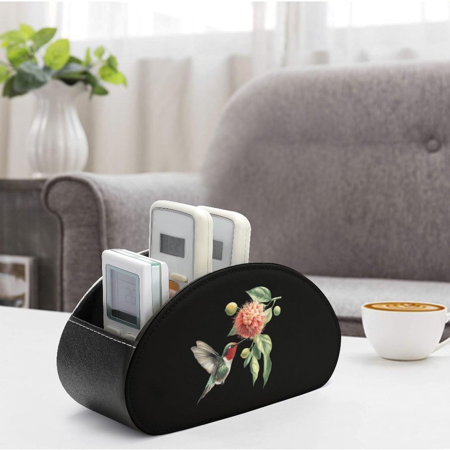 Hummingbird Remote Control Holder with 5 Compartments Caddy Desktop Organizer for Home Office