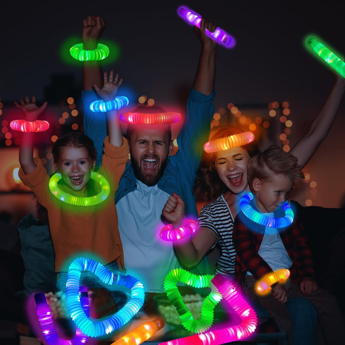 Glow Sticks Bulk Party Favor Supplies for Kids 48 Pcs,Glow in Dark Bracelet Necklace Accessories for Birthday Wedding Camping Parade Throw,Christmas Handouts Giveaways Prizes for Toddler Boys Girls