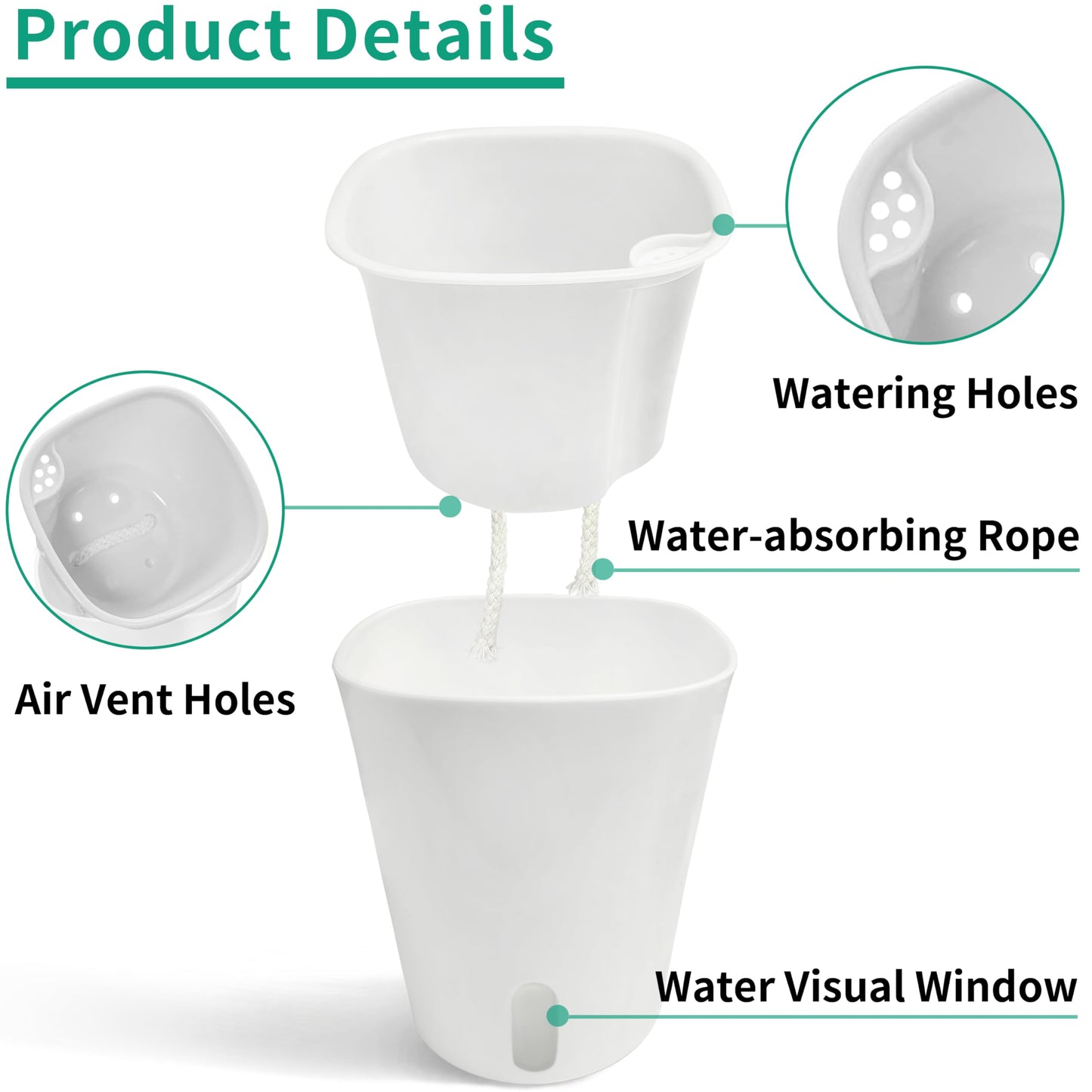 3" Self Watering Pots - 10 Sets Planter Pots for Indoor Plants With Water Level Indicator and Multiple Vents - for House Plants, Flowers, Herbs