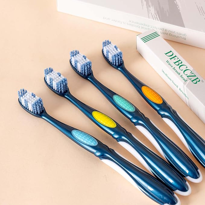 Medium, Spiral, Wavy Head Adult Toothbrush deep Cleaning to Remove Smoke and Tea Stains 4-Piece Set.