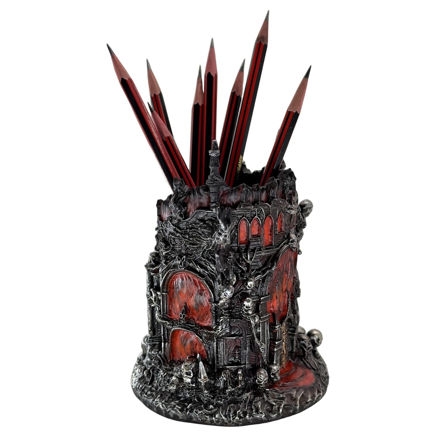 LOOYAR Dante's Inferno Resin Castle Pen Holder and Aquarium Décor - Medieval-Themed Desk Ornament