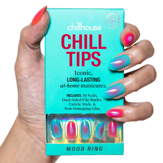 Chillhouse - Chill Tips, Press on Nails Kit - Mood Ring (Oval) - 30 Nail Shapes & Sizes - Up to 2 Weeks of Wear - Customizable Fit - Reusable - Latina Founded & Women Owned - Beauty & Self Care