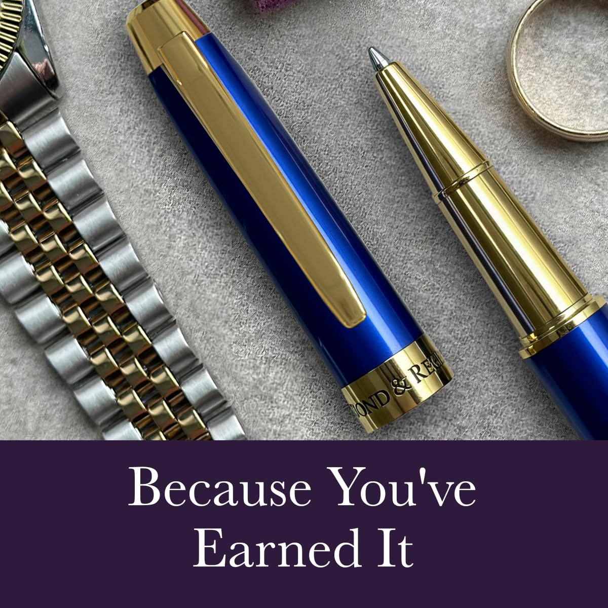 Bond & Regent 24 Karat Gold Luxury Rollerball Pen - Fancy Executive Professional Writing Gift Set for Men & Women, Nice Pens, Royal Blue