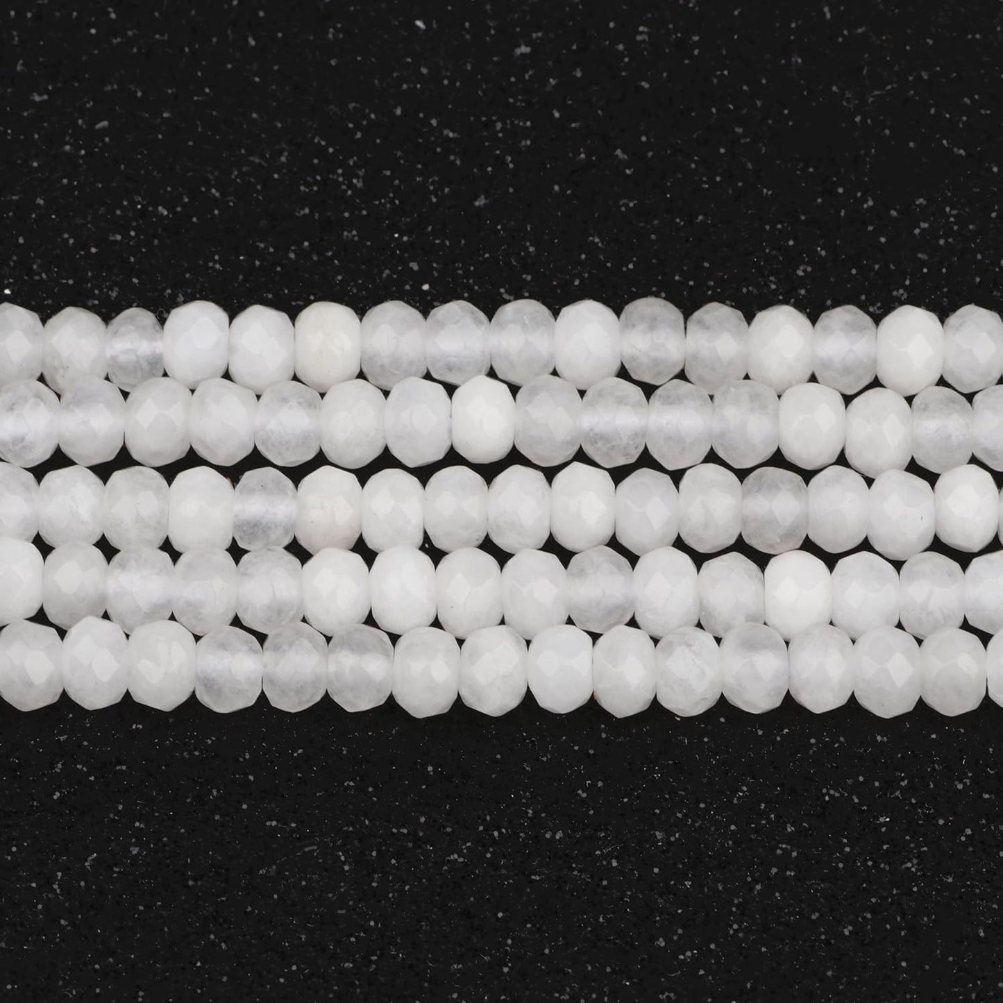 2 String 220PCS 3x5mm Natural White Jade Stone Beads for Jewelry Making, Songxi Facted Loose Gemstone Beads for DIY Bracelet Necklace Making Supplies with Energy Healing Chakra Power