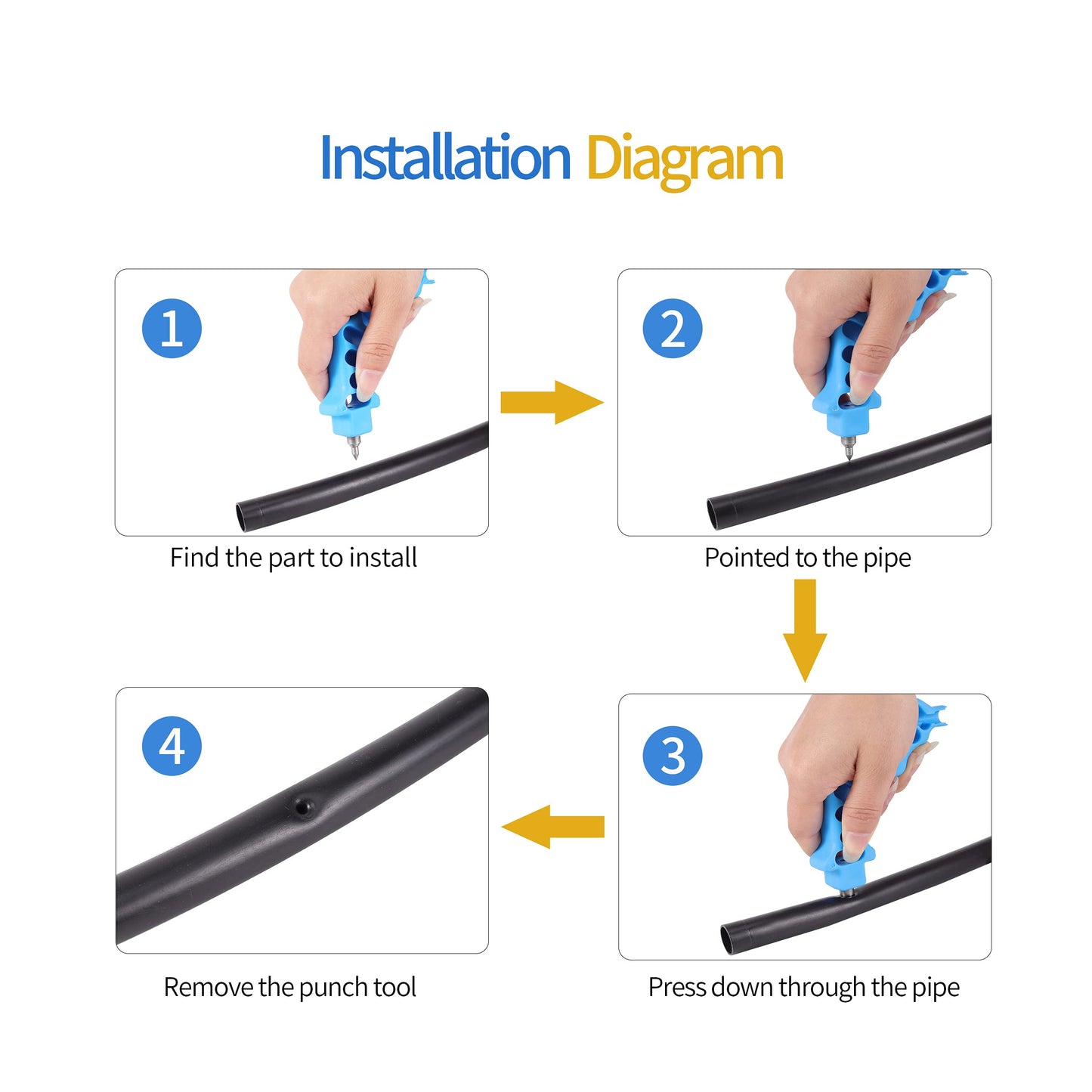 FOGWOWO 2-in-One Drip Irrigation Tubing Hole Punch with 20 pcs Plugs,Drip Irrigation Tool Used for 1/4 inch Fitting and Emitter Insertion,1 Pcs-Blue
