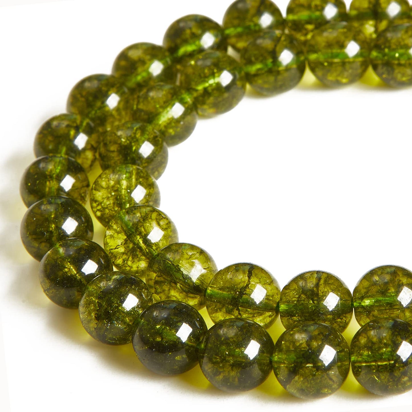 35pcs 10mm Natural Peridot Beads Gemstone Beads Round Loose Beads for Jewelry Making