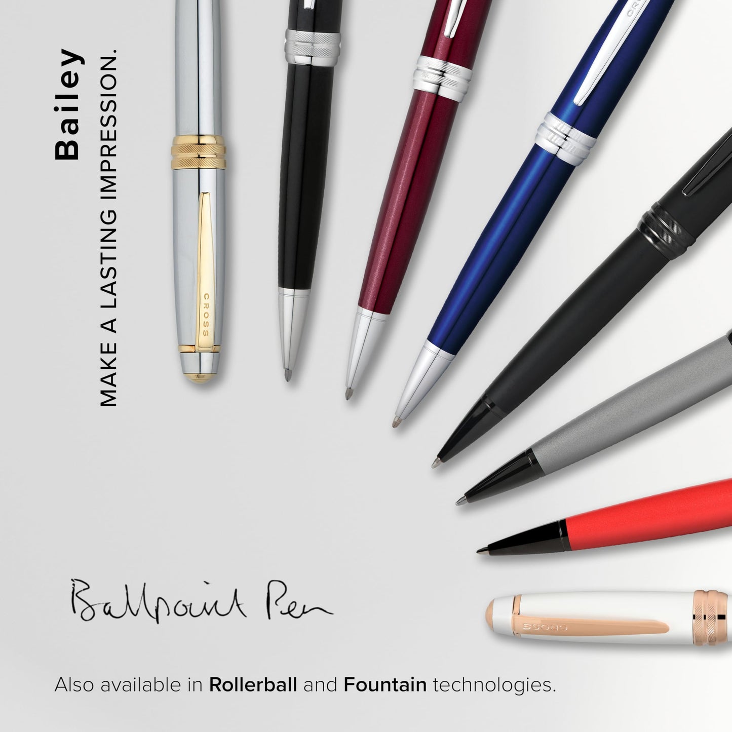 Cross Bailey Refillable Ballpoint Pen Presented in a Premium Gift Box - Medium Point, Black Ink, Red