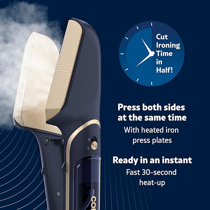 Conair Steam Stylist with Fabric Shaver, Extra Water Tank, and Storage Bag - Amazon Exclusive | Press Iron & Steamer - Great for Home, Office, or Travel | 3-in-1 Steam Iron for Quick Wrinkle Removal