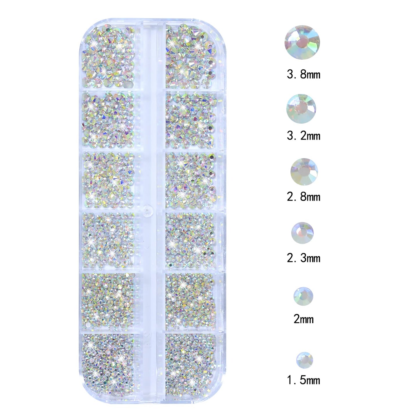Nail Rhinestones - 3D Multi Shape Size, Flat Back, Manicure Rhinestones Charms, AB Gems, with Kit, for Nail Art, Bedazzling Acrylic Nails, DIY Decor