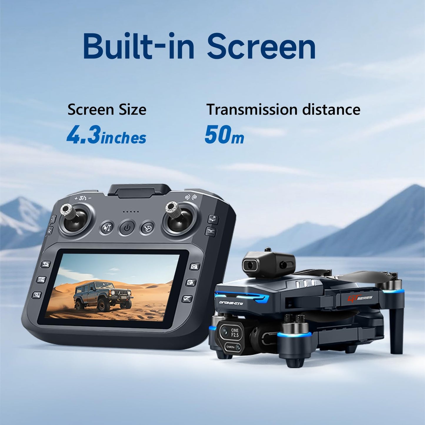 AXNEN Mini Drone with HD Camera, Upgraded Tablet LCD Screen, Professional Dron with Brushless Motors, 2 Batteries, Carrying Case, Foldable Quadcopter for Auto Return, Follow Me, Waypoints, for Beginners, Teens and Adults