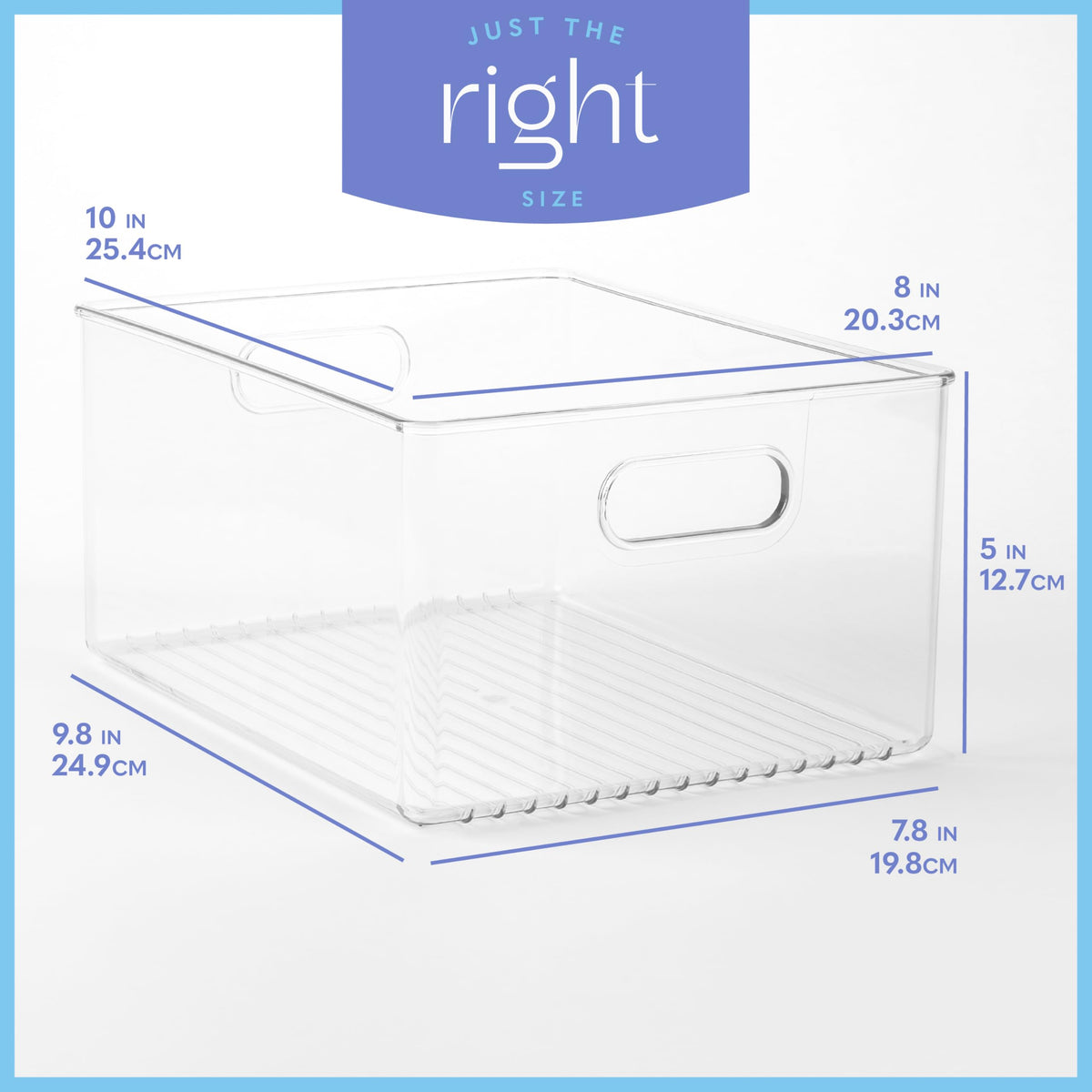 Plastic Food Storage 6 Pack Clear Container Bin with Handles for Organizing Kitchen (6 Count)