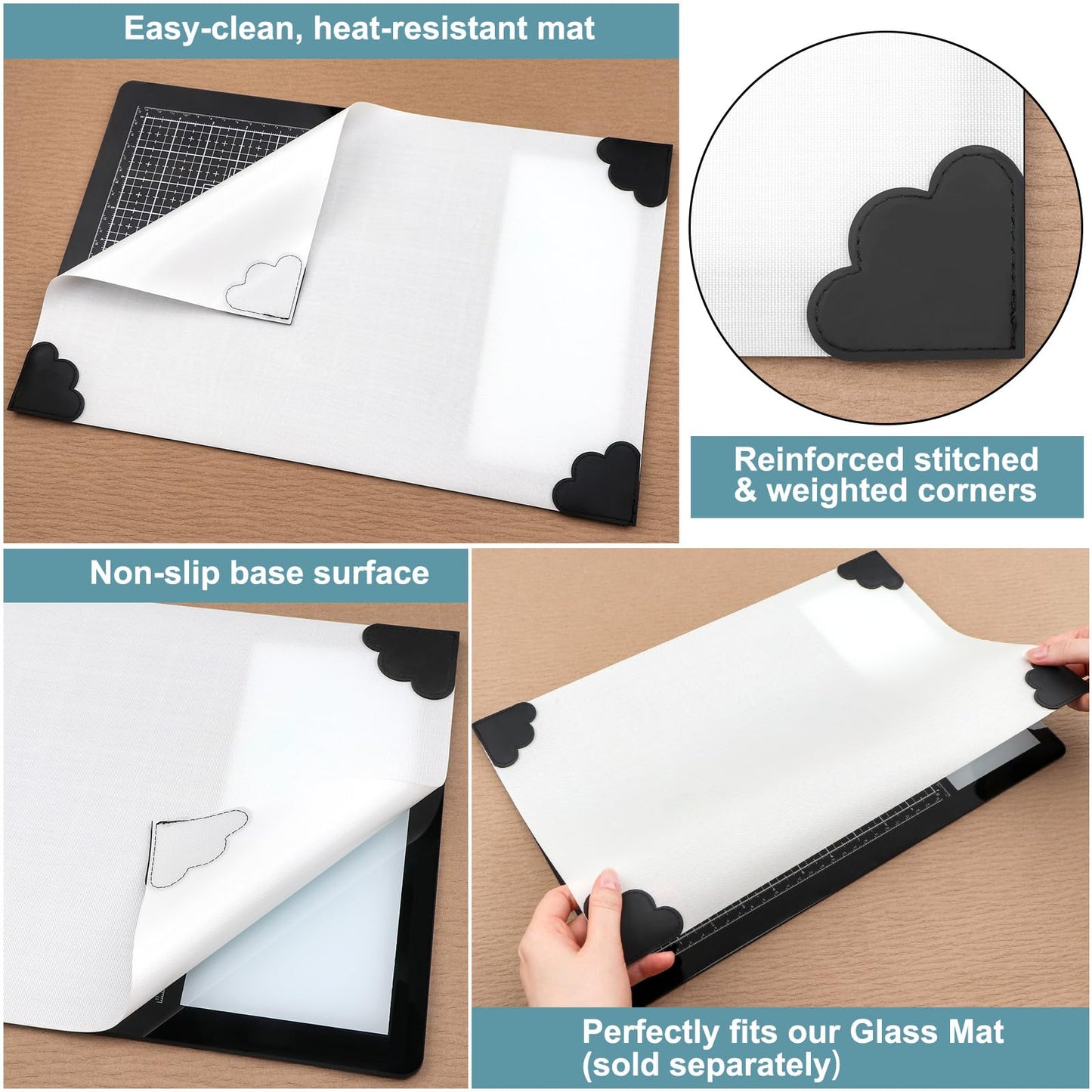 BAOFALI 3Pcs/Set Non-Stick Craft Mat; Heat Resistant Media Surface Mat with Weighted Reinforced Corners for All Stamping, Ink Blending, Stenciling Scrapbooking Craft Projects (15.75x10.24inch)