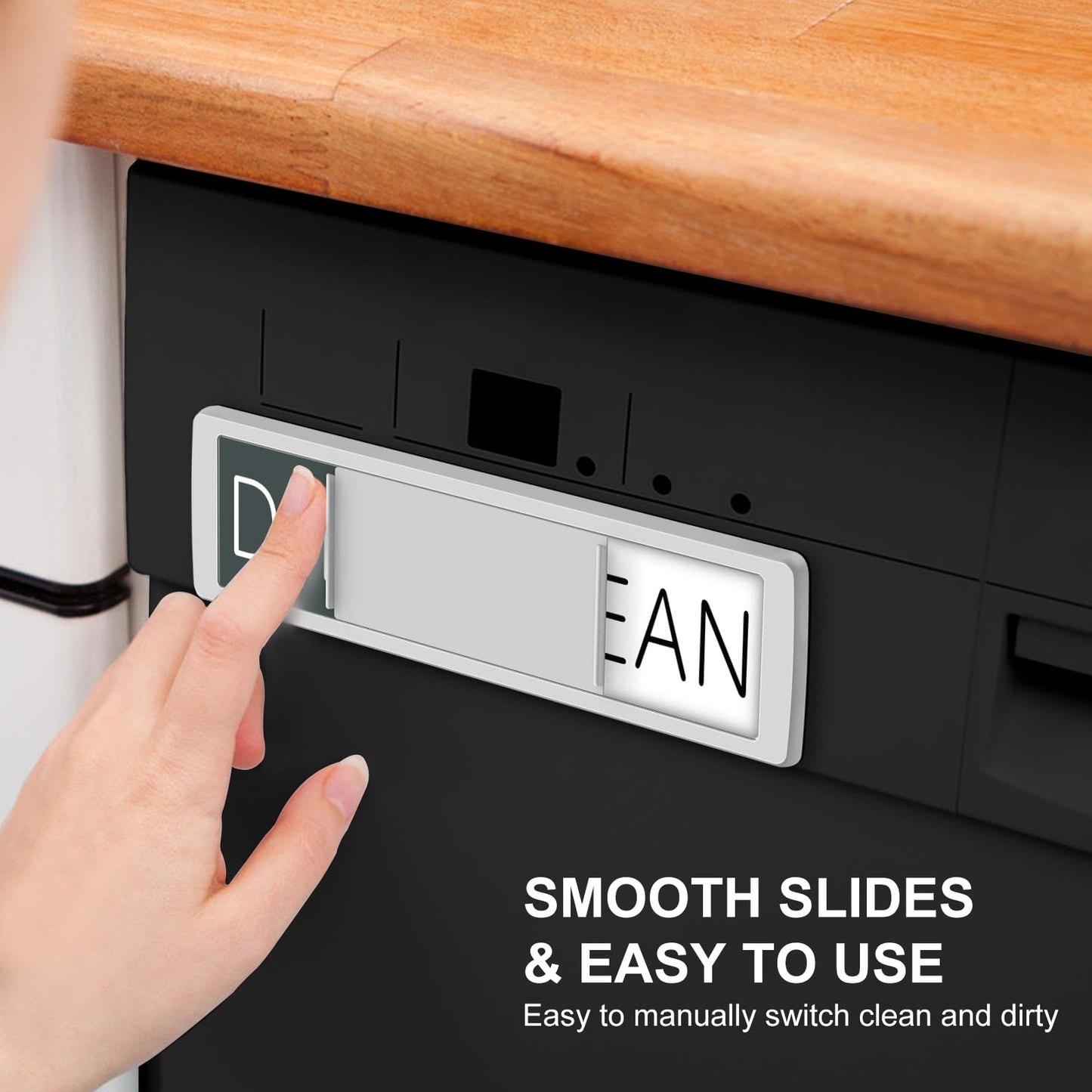 YauYik Dishwasher Magnet Clean Dirty Sign Shutter Only Changes When You Push It Non-Scratching Strong Magnet or Adhesive Options Indicator Tells Whether Dishes are Clean or Dirty (White/Grey)