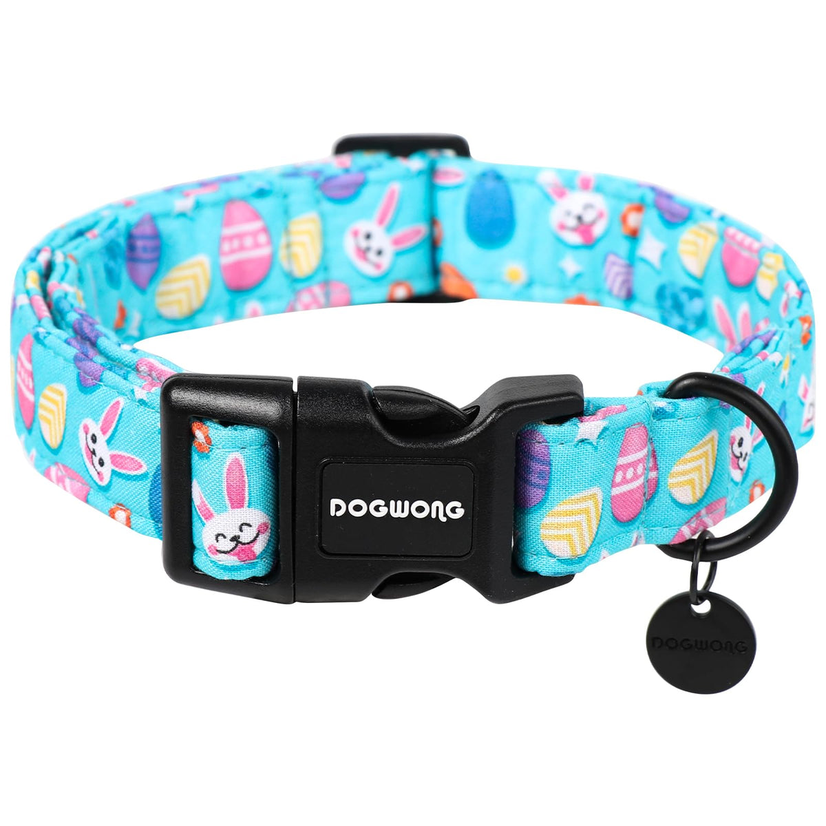 DOGWONG Cotton Hemp Dog Collar, Heavy-Duty Blue Dog Collar Adjustable Soft Natural Fabric Cute Wedding Puppy Necklace for Small Medium Large Dogs