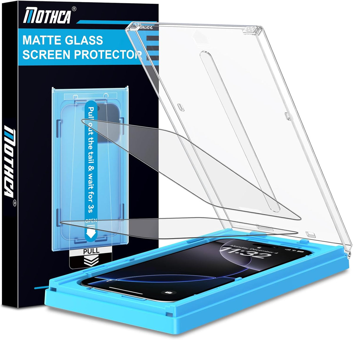 Mothca 2 Pack Matte Glass Screen Protector for iPhone 14 Pro Max 6.7-inch [Auto Fit Box Dust-Free] Edge to Edge Full Coverage Anti-Glare & Anti-Fingerprint Tempered Glass, Bubble Free, Smooth as Silk