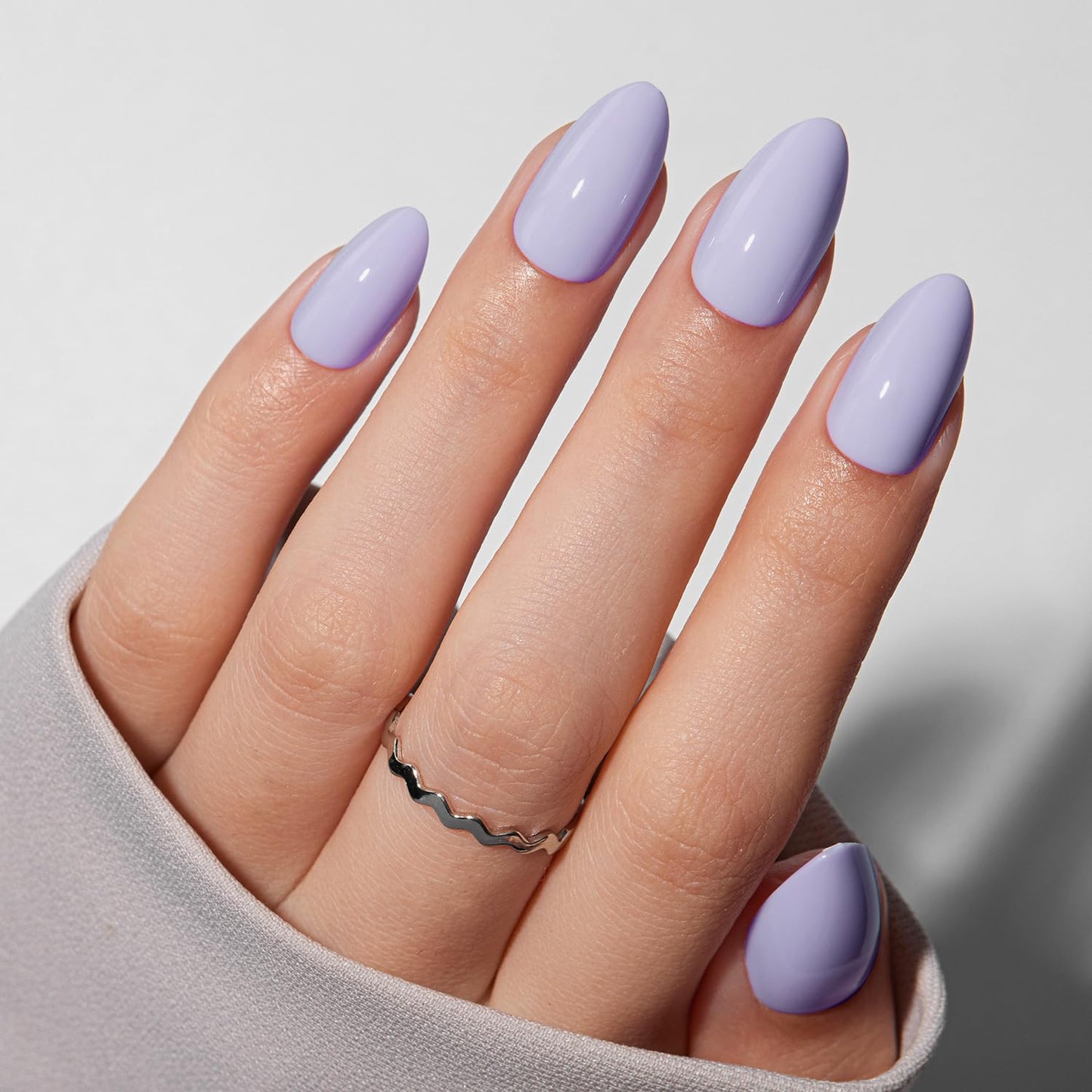 VSALON Press on Nails Short Almond - Pastel Blue Spring Summer Fake Nails Kit for Women, Opaque Reusable Salon Quality Gel Nails with Glue & Cuticle Oil - 32 PCS Stick On Nails in 16 Sizes