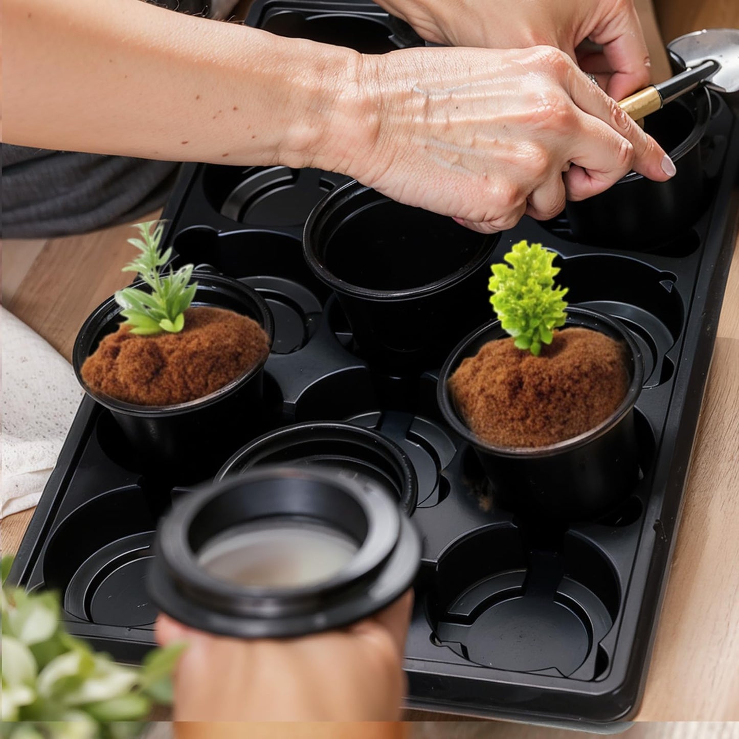 Baderke 16 Pack 15 Cell 4 Inch Round Nursery Pots Trays Thickened Durable Seedling Pots Carrying Trays for Holding Nursery Pot