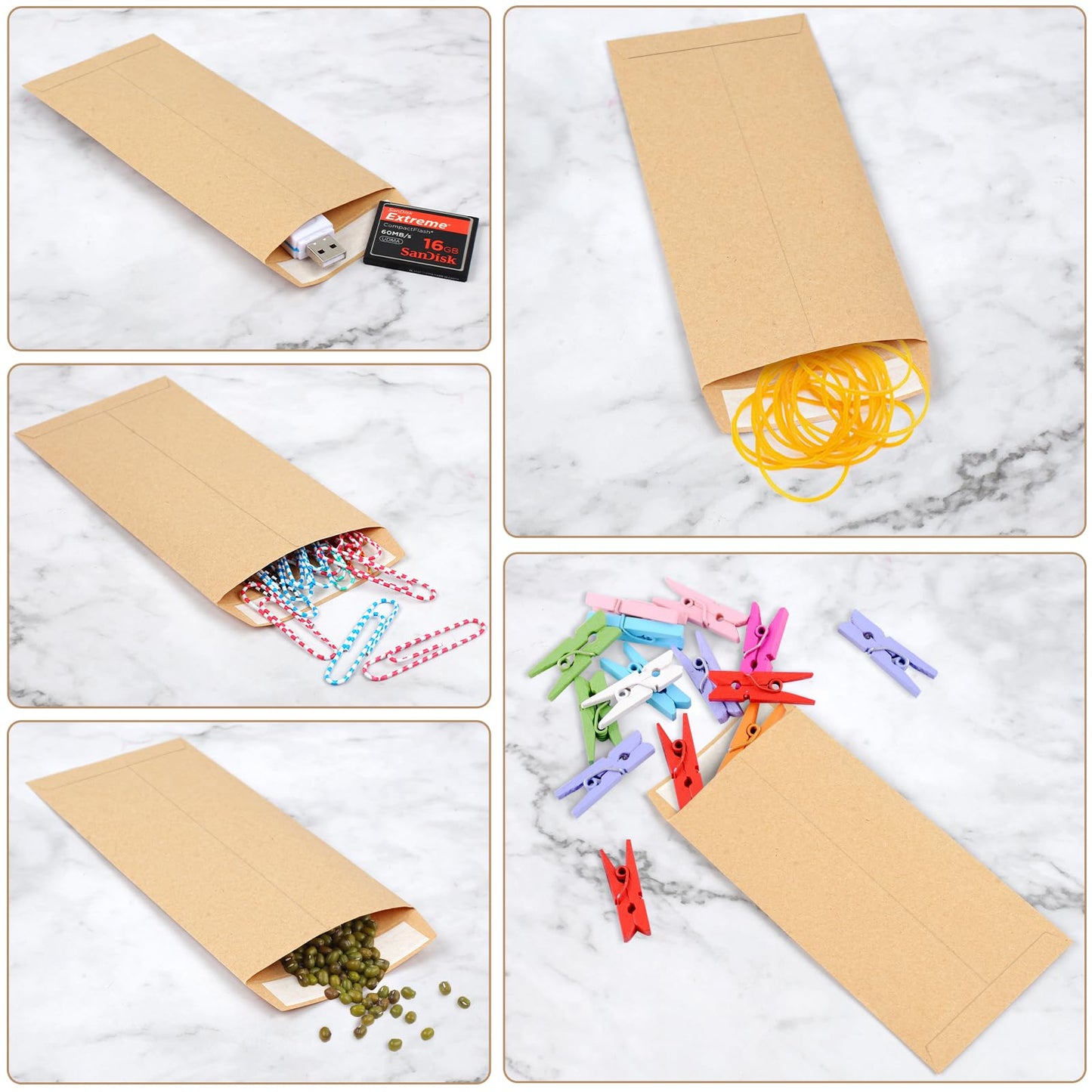 Joyberg 120 PCS Money Envelopes for Cash Kraft Paper, 6.5”x3.2” Small Cash Envelopes for Self-Adhesive, Money Saving Challenge Coin Envelopes for Coin, Check, Budget, Small Item Organizer