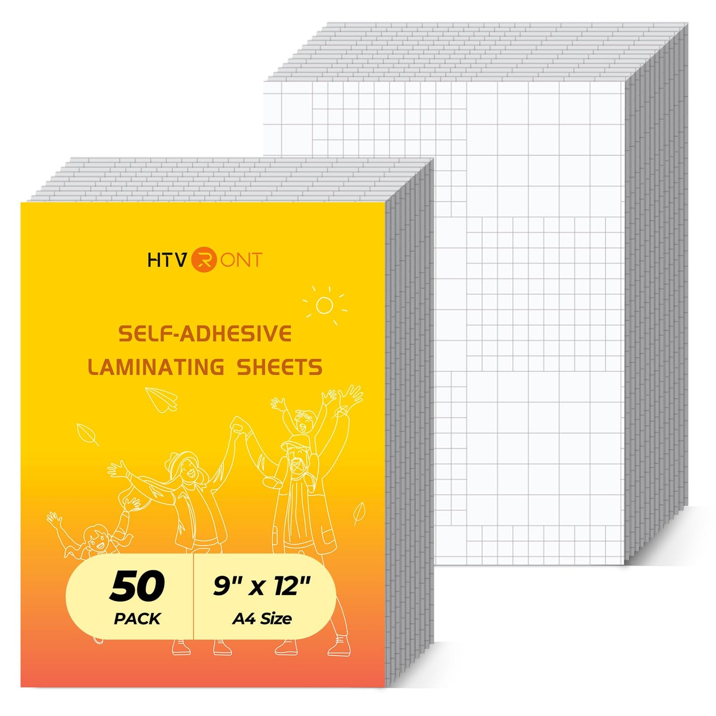 HTVRONT Self Adhesive Laminating Sheets - 50 Sheets, 4mil, 9 x 12 Inches Self Laminating Sheets, No Machine Needed Clear Laminating Sheets for Protecting Documents Photos Menus Stickers Book Cover