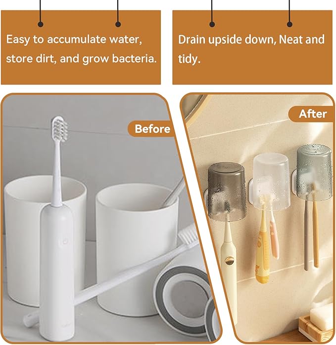 ZDZBLX Toothbrush Holders for Bathrooms, Razor Holder for Shower, Self Adhesive Tooth Brushing Holder Wall Mounted, Toothbrush Organizer for Shower Hanging Towel, Waterproof Hook for Bathroom, 2Pcs