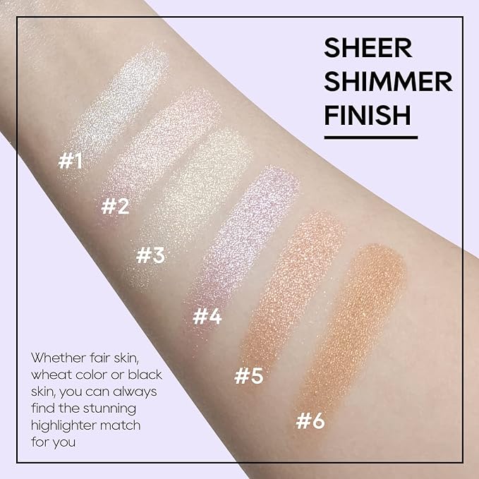 Baked Pink Highlighter Powder Palette, Makeup Highlighter Powder Palette Sheer Shimmering Finish Face Highlighters Makeup Iluminadores de Maquillaje #02 Mermaid Pink
