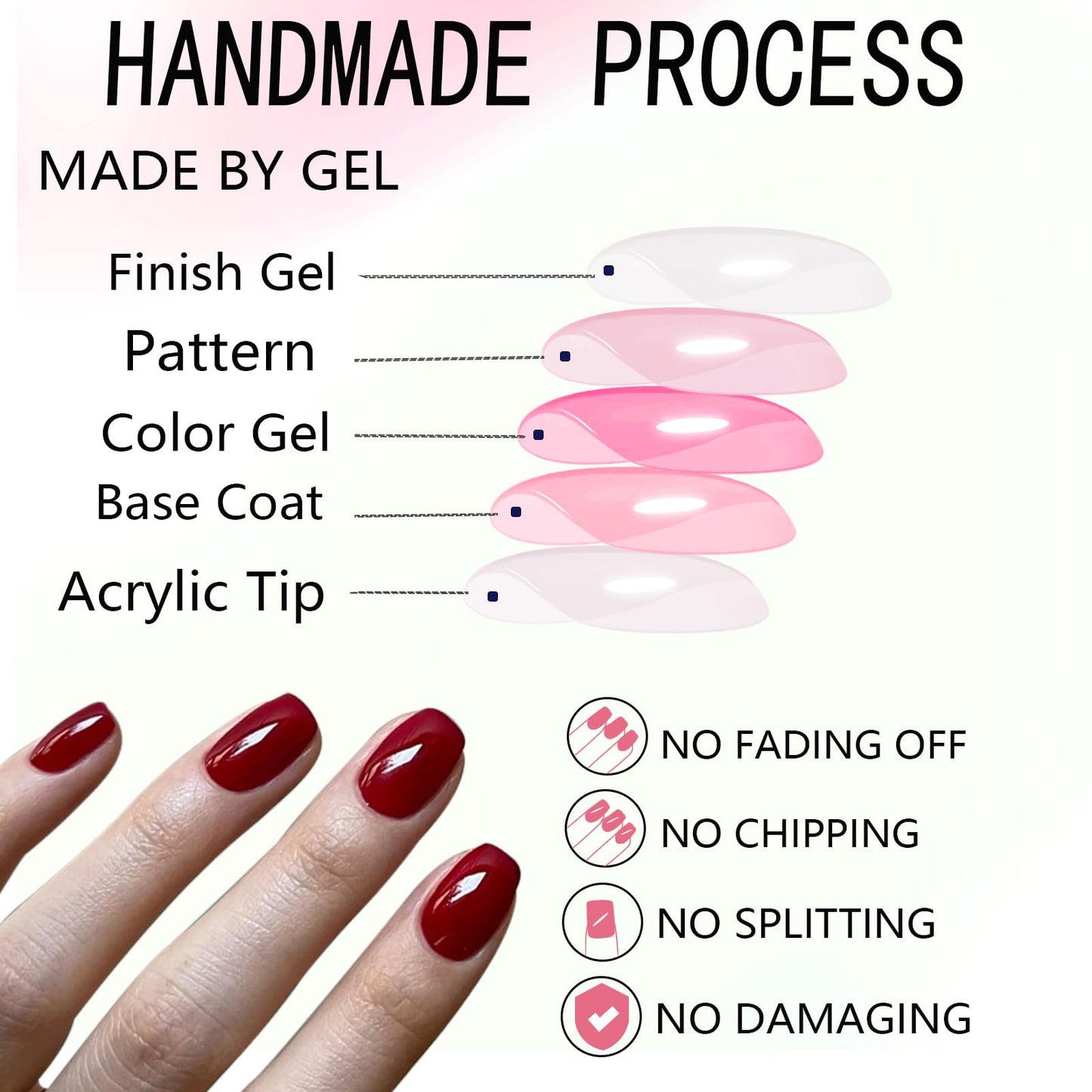 WAFOLOZE Short Square Press On Nails - Red Press On Nails Short Fake Nails with Nail Glue, Artificial Nails 16 Sizes - 32Pcs Reusable Soft Gel False Nails Tips Kit,Stick On Nails for Women