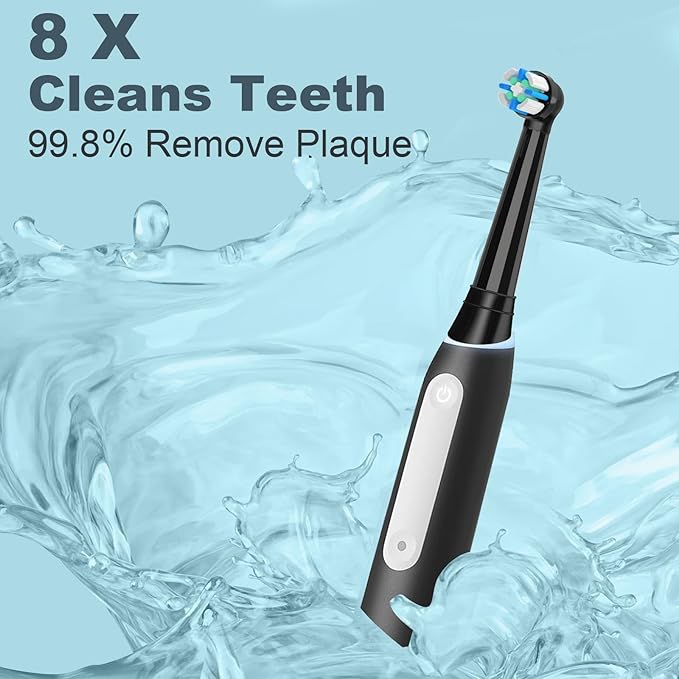 8 Pack IO Replacement Heads Compatible with Oral B IO 2/3/4/5/6/7/8/9/10/Deep Clean Series Electric Toothbrushes, Brush Heads Compatible with Oral B iO (Black)