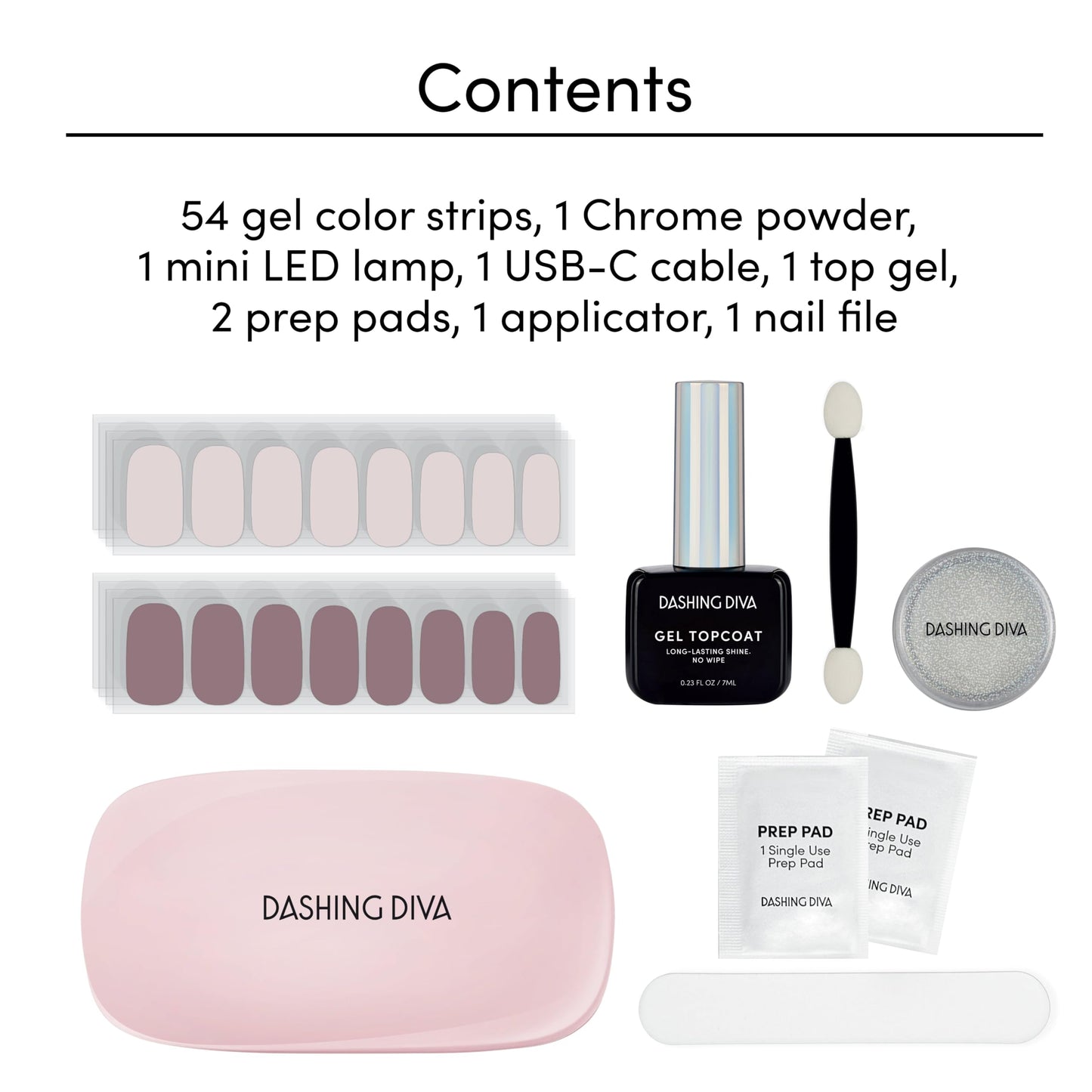 Dashing Diva Chromagic Gel Nail Strips - Bare to Beam - Easy UV Free, Chip Resistant, Long Lasting Gel Nail Stickers and Chrome Powder