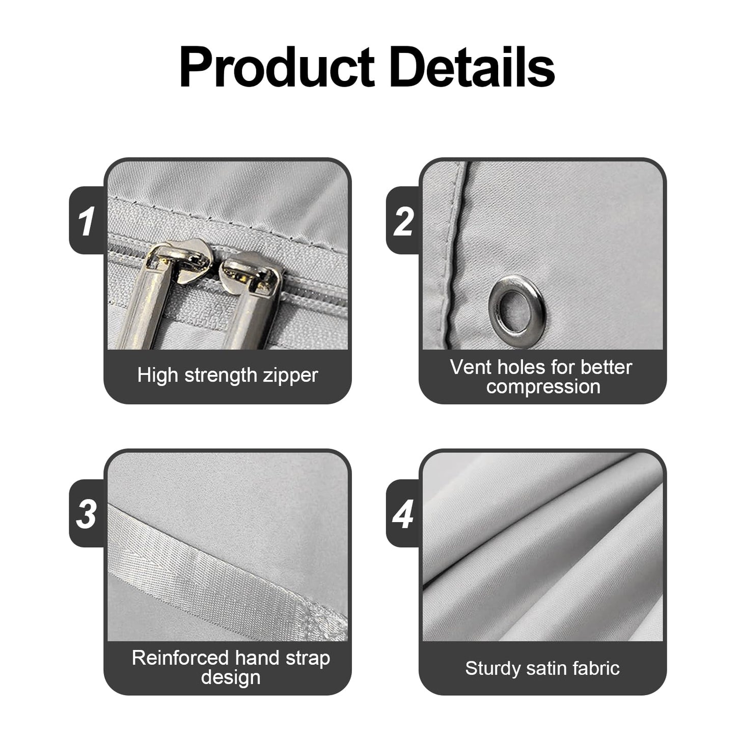 2Pcs Super Space Saving Self Compression Organizer, Quilt Storage Bags, Self Compression Storages Bags, Storage Bags for Quilts, Sweaters, Blankets (grey)