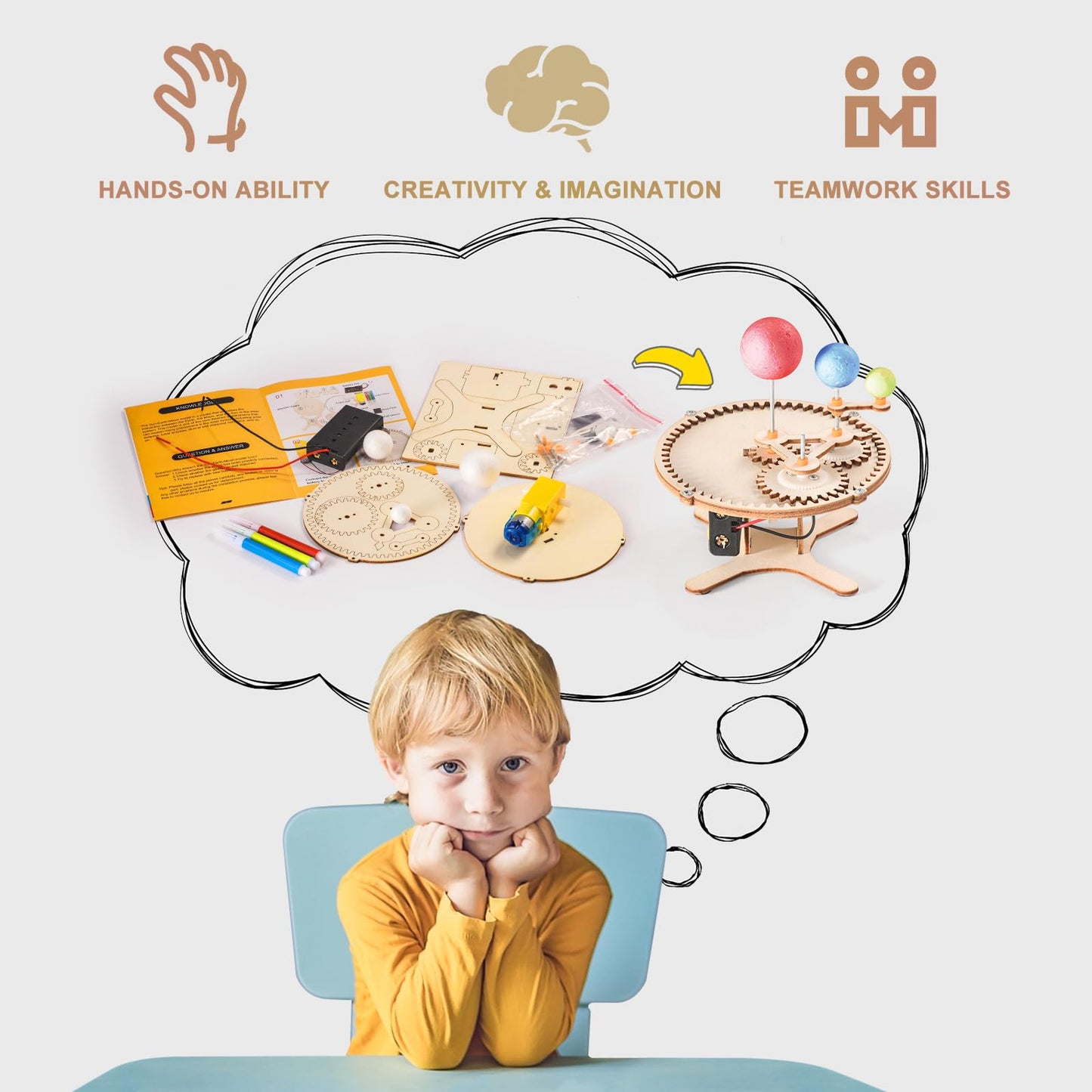 STEM Science Kits for Kids Ages 8-12 8-10, Wood Building Crafts Kits for Boys, STEM Toys for Ages 8-13 9 10 11 Year Old Gifts, Kids Science Engineering Experiment Projects, 3D Wooden Puzzles 10-12