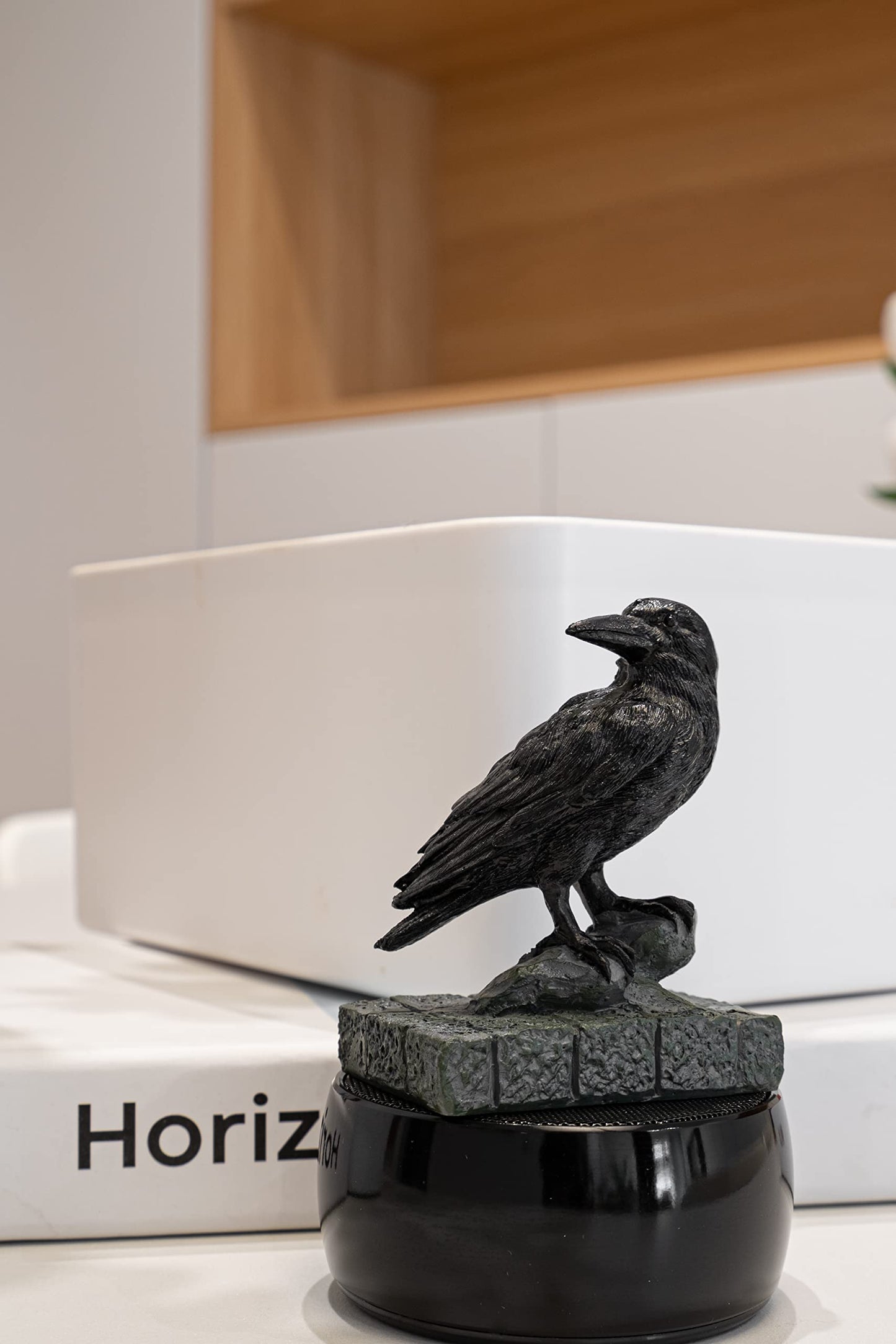 EASCHEER Raven On Rock Statue 3" Gothic Crow Scavenger Bird Decor Figurine