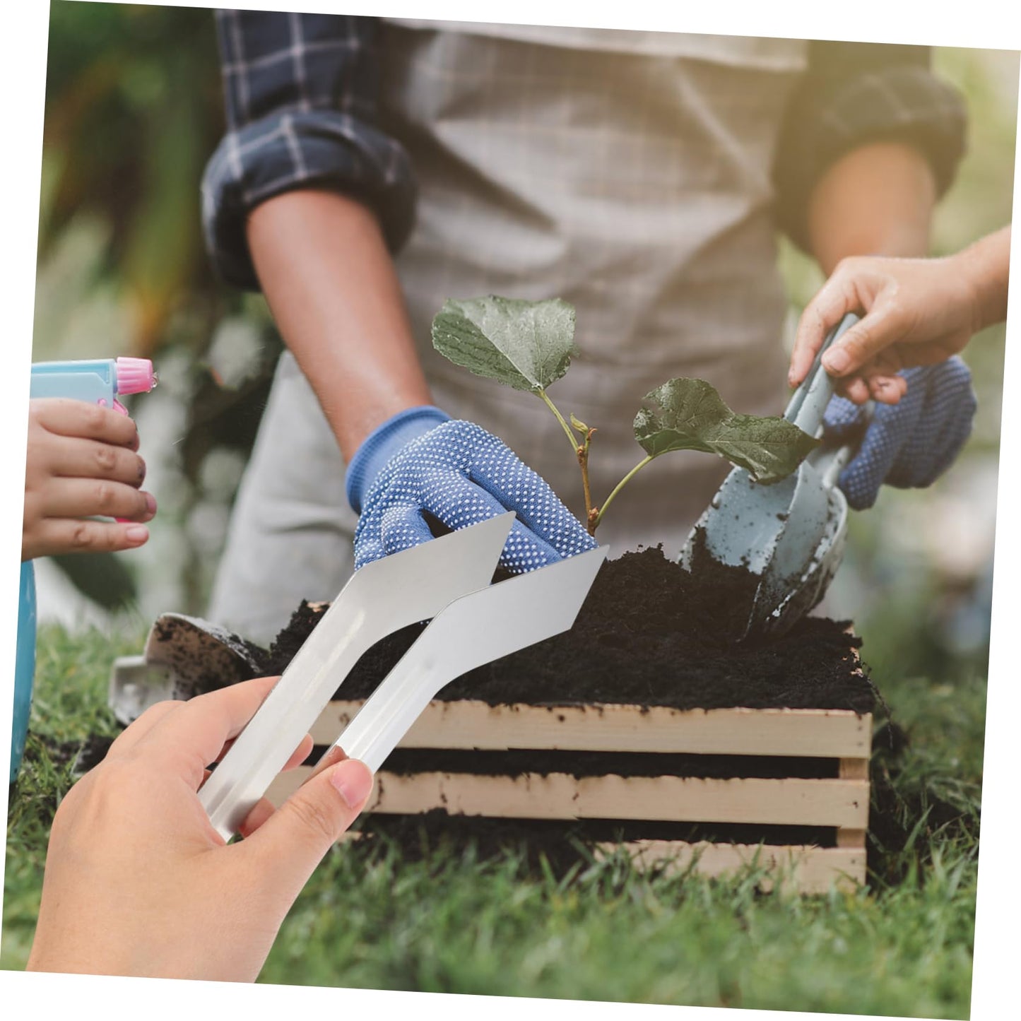 MOBUTOFU Convenient Transplanting Tongs for Gardening Stainless Steel Seedling Transplanting Tool Practical Plants Remove Tong for Skill Levels