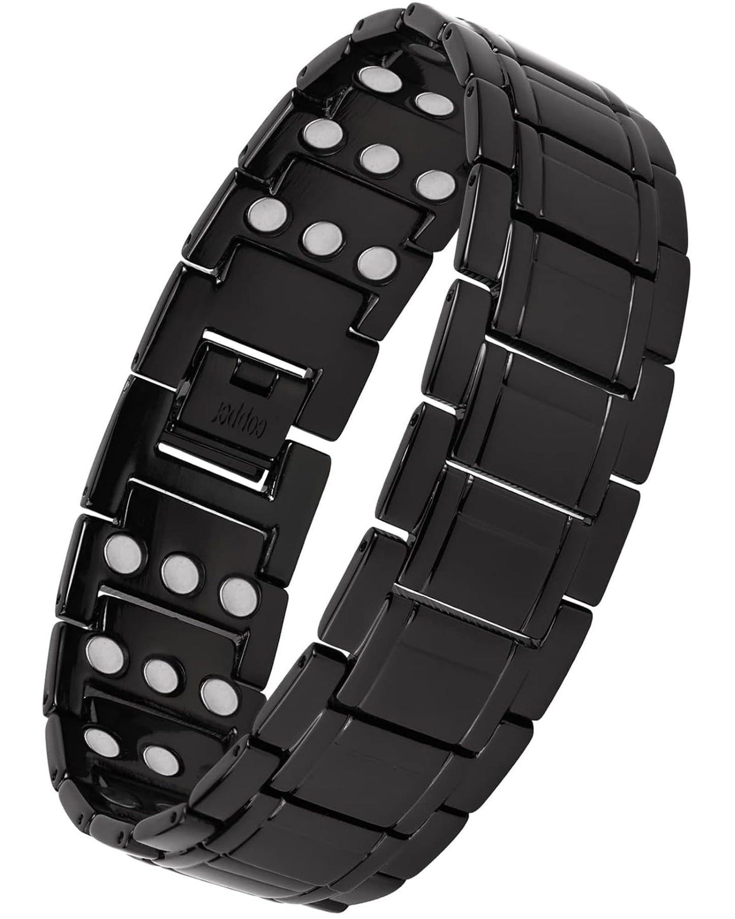 Feraco Copper Bracelet for Men, 3X Strength Magnetic Therapy Cooper Bracelet with Powerful 3800 Gauss Magnets,Copper Jewelry,Black