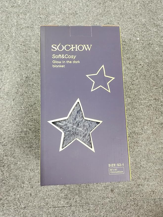 SOCHOW Glow in The Dark Throw Blanket 60 x 80 Inches, Galaxy Stars Pattern Soft Cozy Flannel Fleece Blanket for Sons Daughters, All Seasons Grey Presents Blanket for Preteens Teens